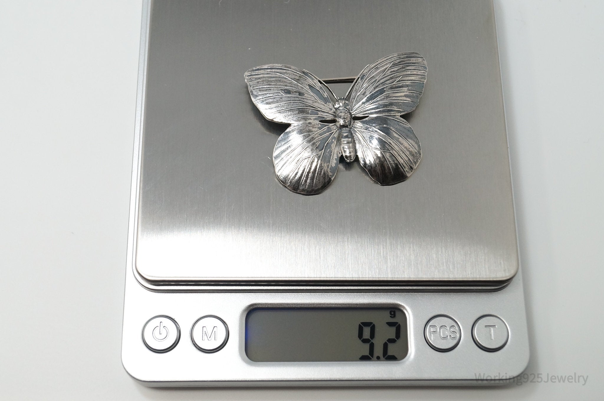 Vintage Designer JewelArt Large Butterfly Sterling Silver Brooch Pin