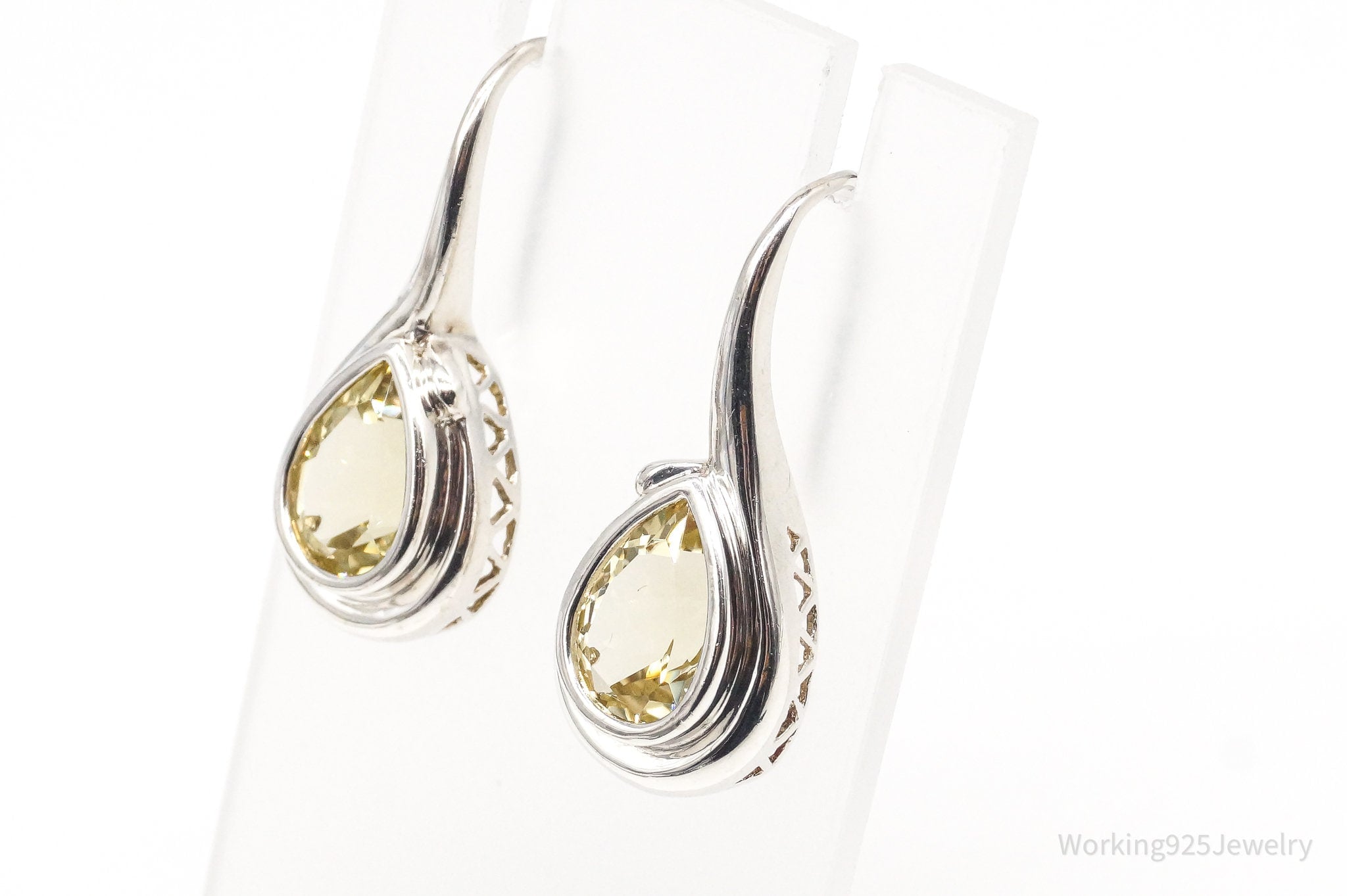 Vintage Lemon Quartz Sterling Silver Earrings