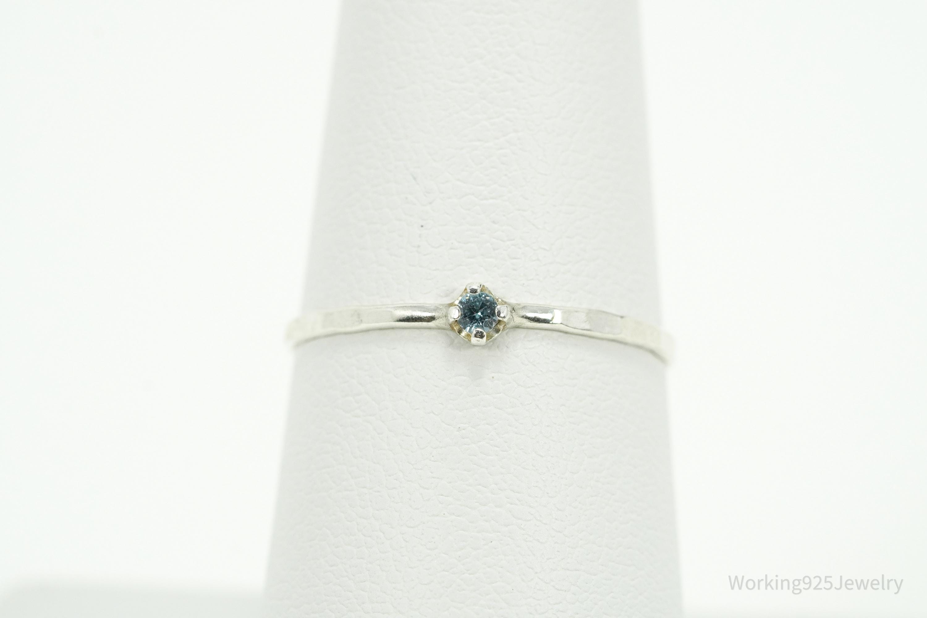 Vintage Blue Topaz Silver Ring - Size 7.25