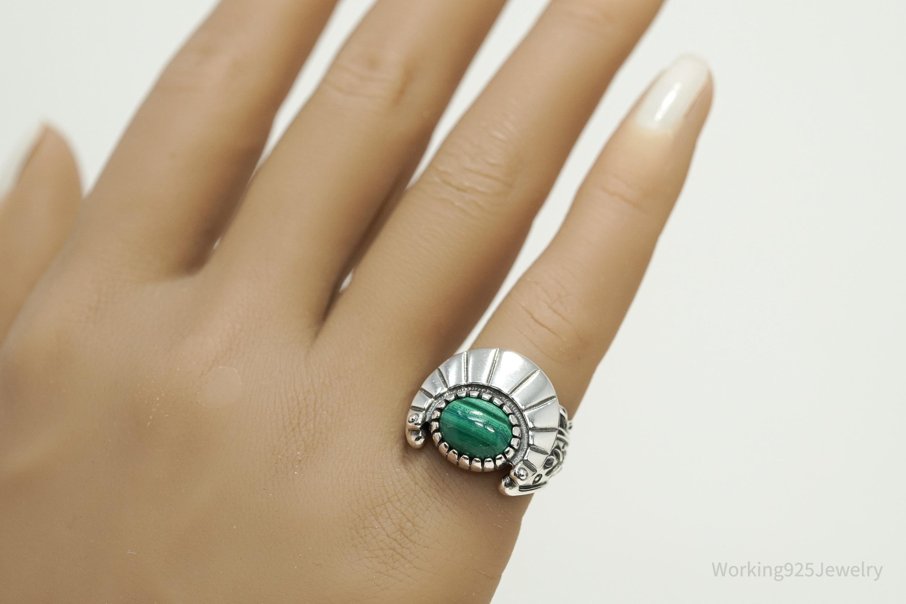 Vintage Carolyn Pollack Relios Fritz Malachite Sterling Silver Ring - Size 6.25