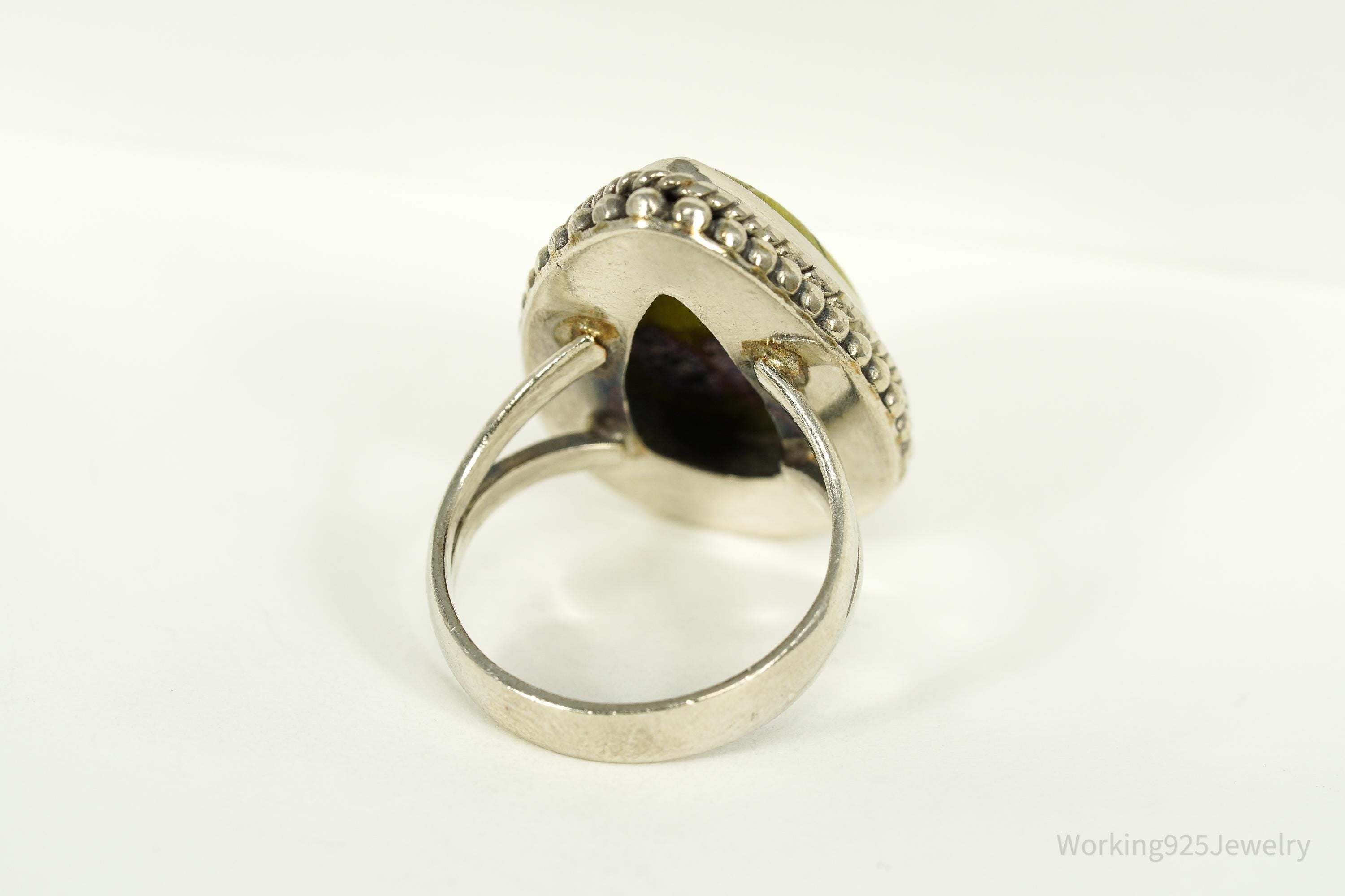 Vintage Large Atlantisite Sterling Silver Ring - Size 6
