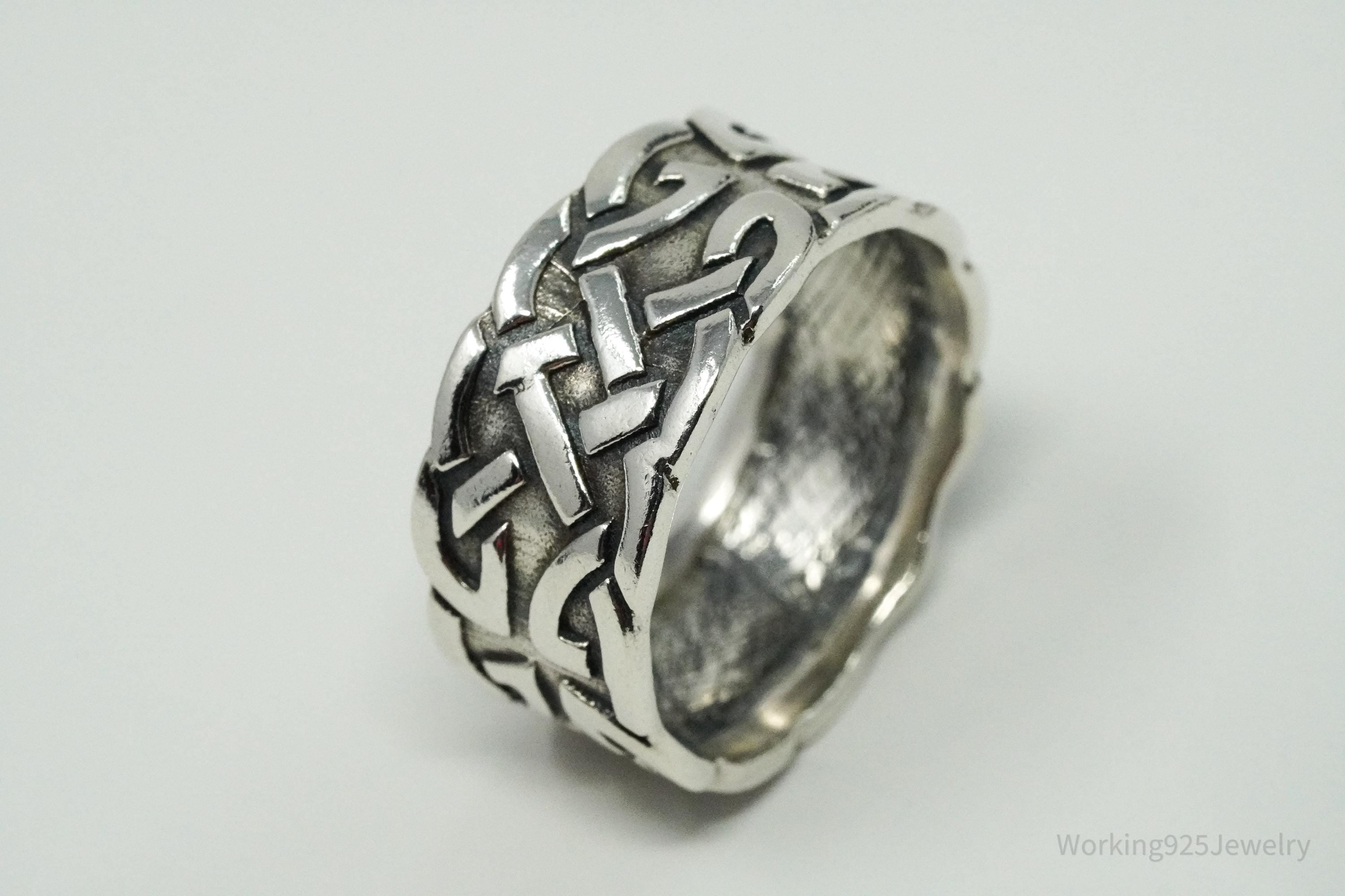 Vintage Celtic Knots Sterling Silver Band Ring - Size 11.5