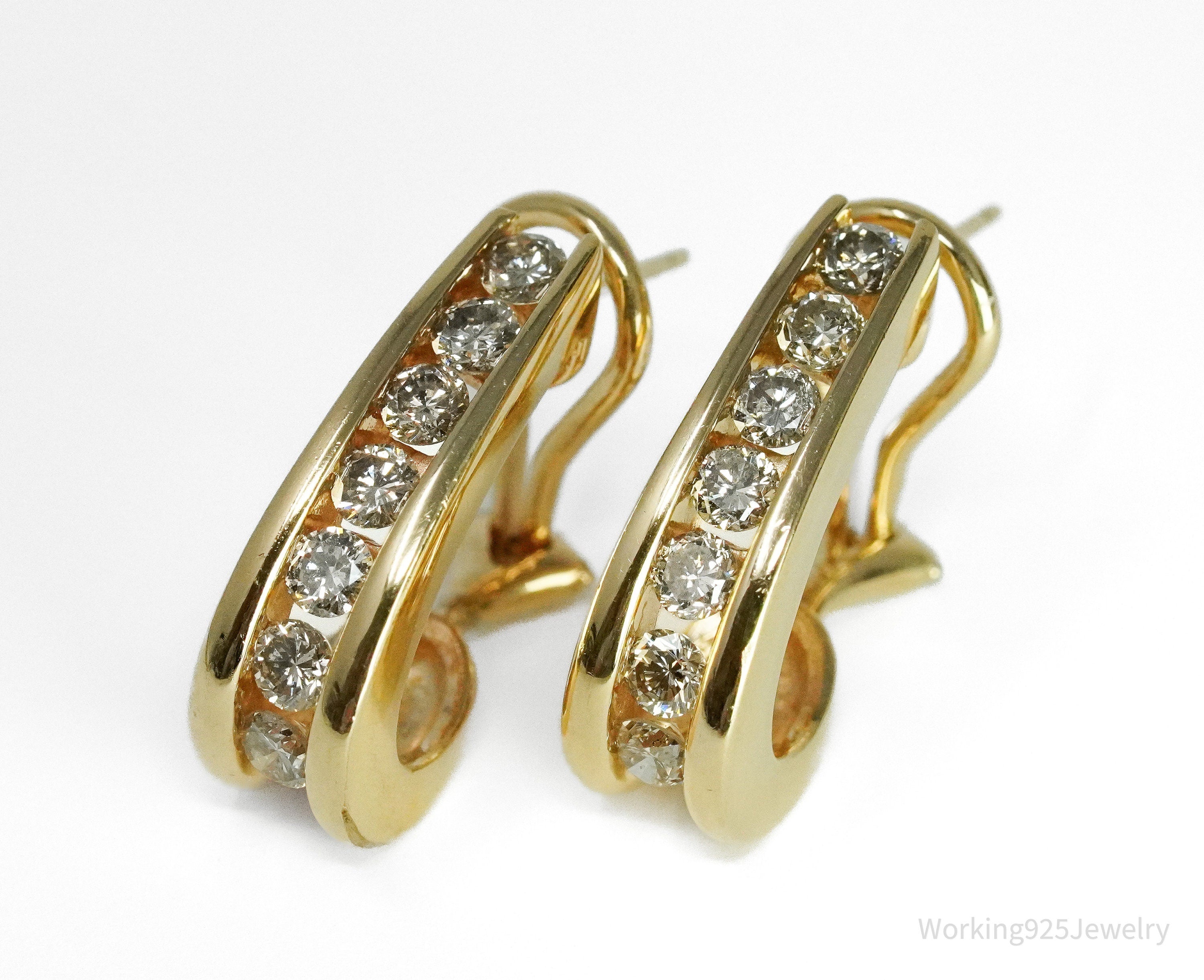 14K Yellow Gold & Diamonds Earring Set