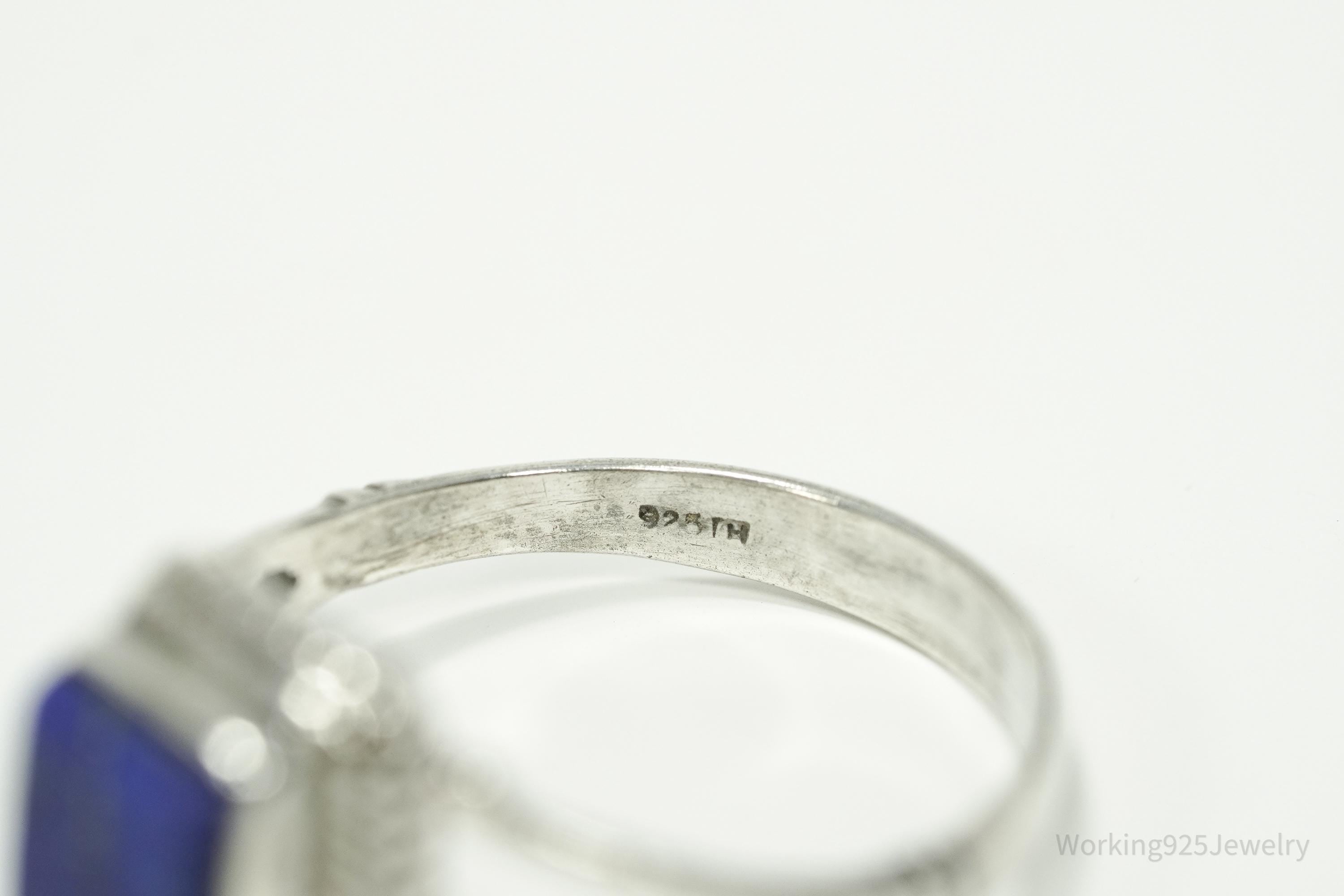 Vintage Lapis Lazuli Sterling Silver Ring - Size 8.75