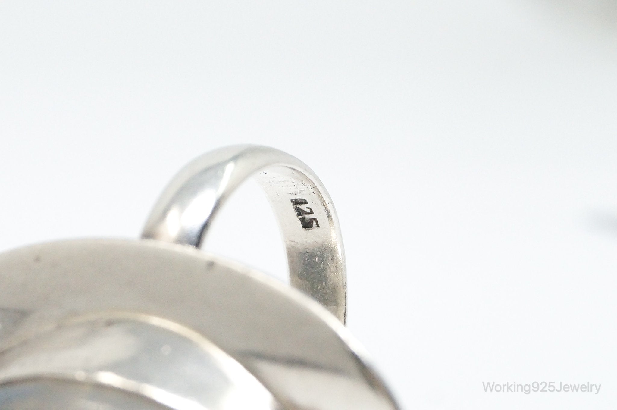 Vintage Moonstone Sterling Silver Ring - Size 8.25 Adjustable
