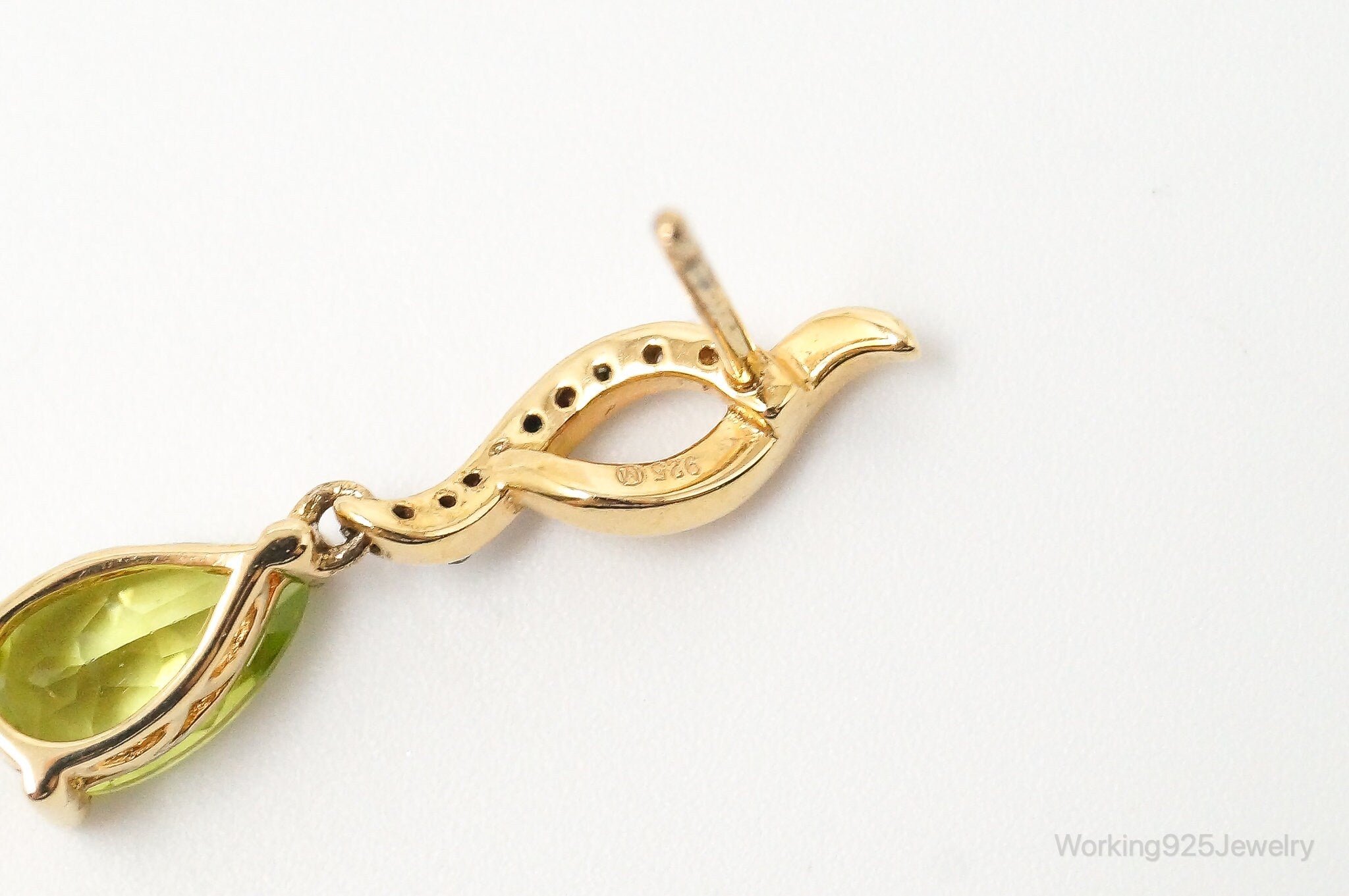 Peridot Cubic Zirconia Gold Vermeil Sterling Silver Earrings