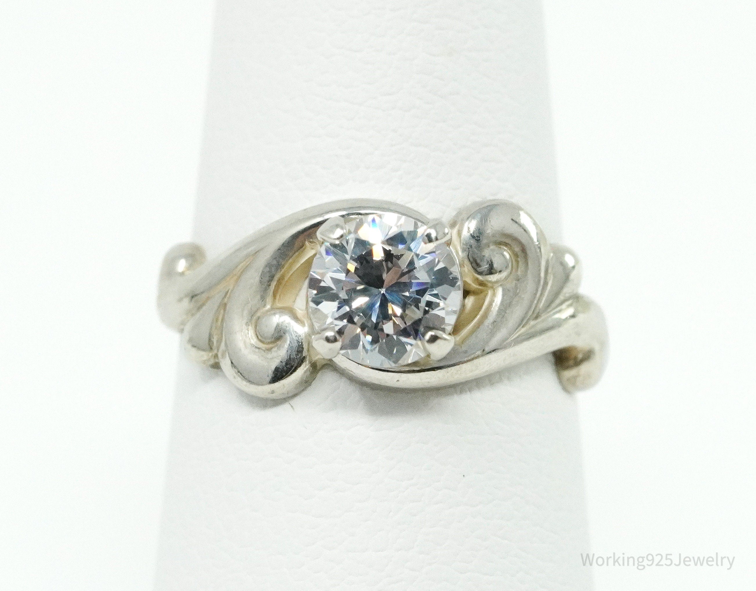 Vintage KABANA Diamonique Cubic Zirconia Sterling Silver Ring - Size 5