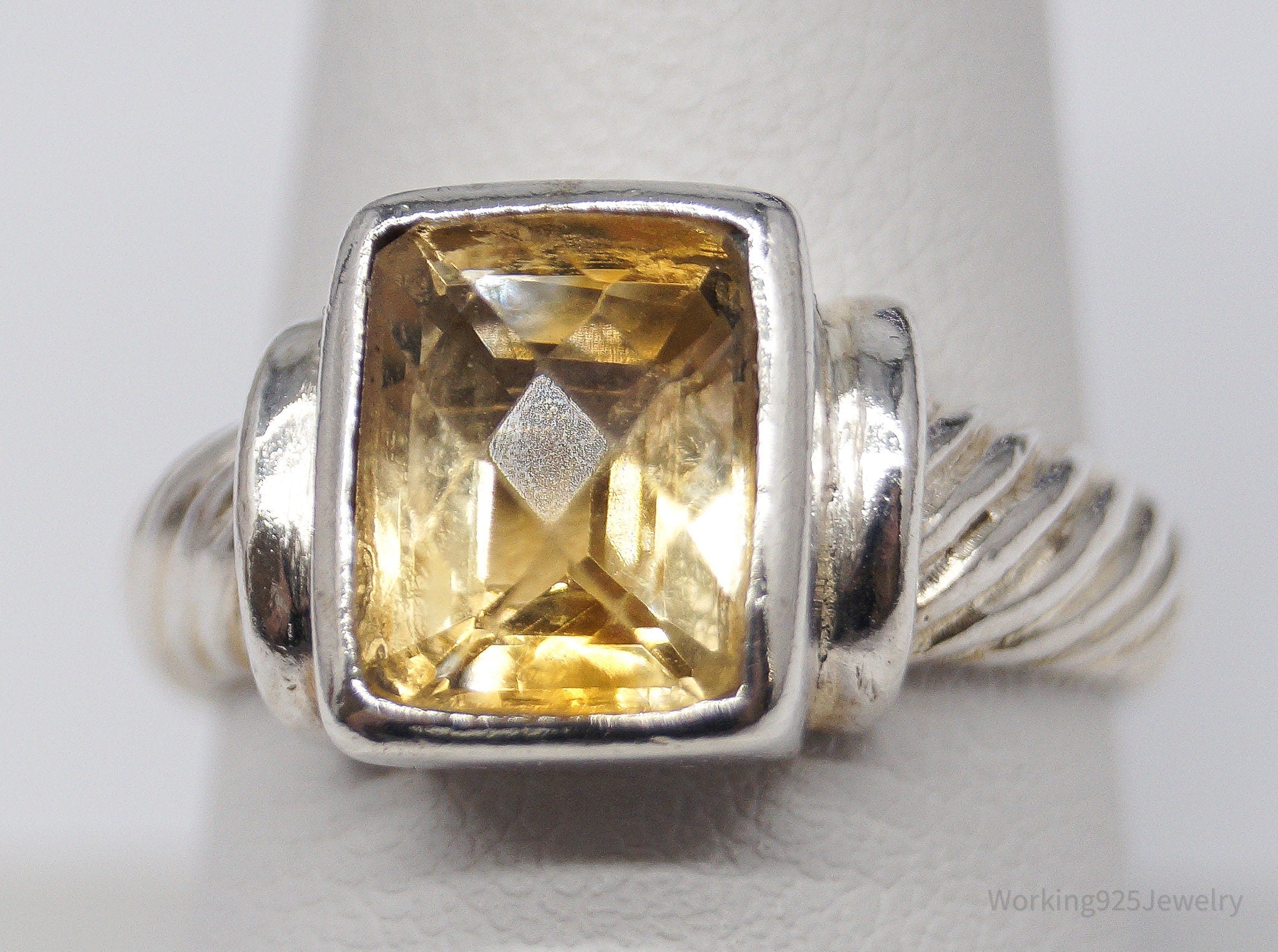 Vintage Citrine Sterling Silver Ring - Size 8.75