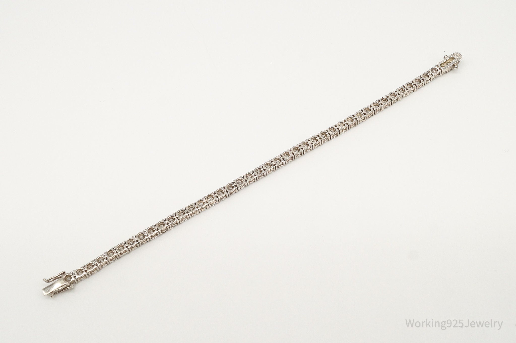 Vintage Seta Cubic Zirconia Sterling Silver Tennis Bracelet