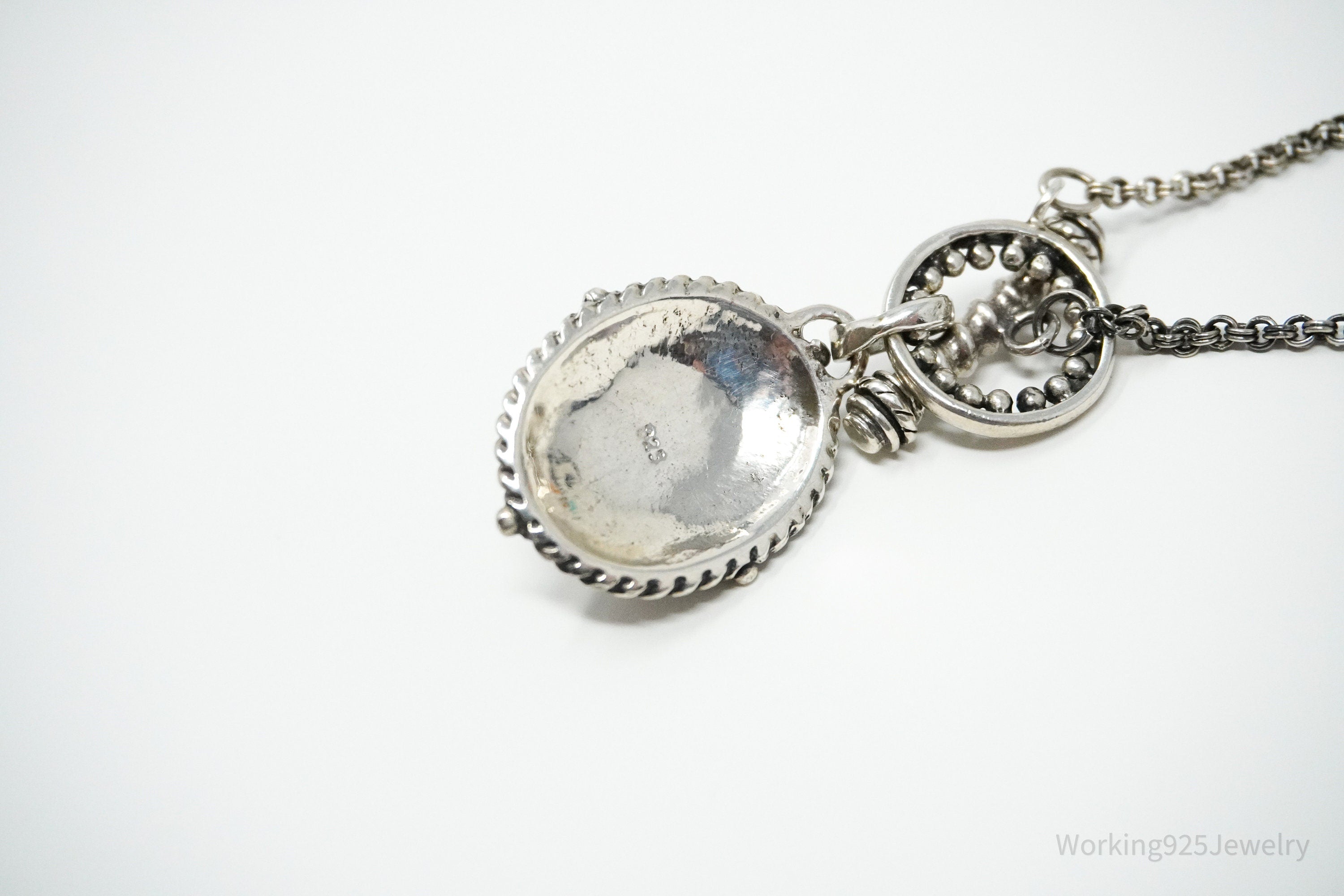 Vintage Amber Sterling Silver Toggle Necklace 18"