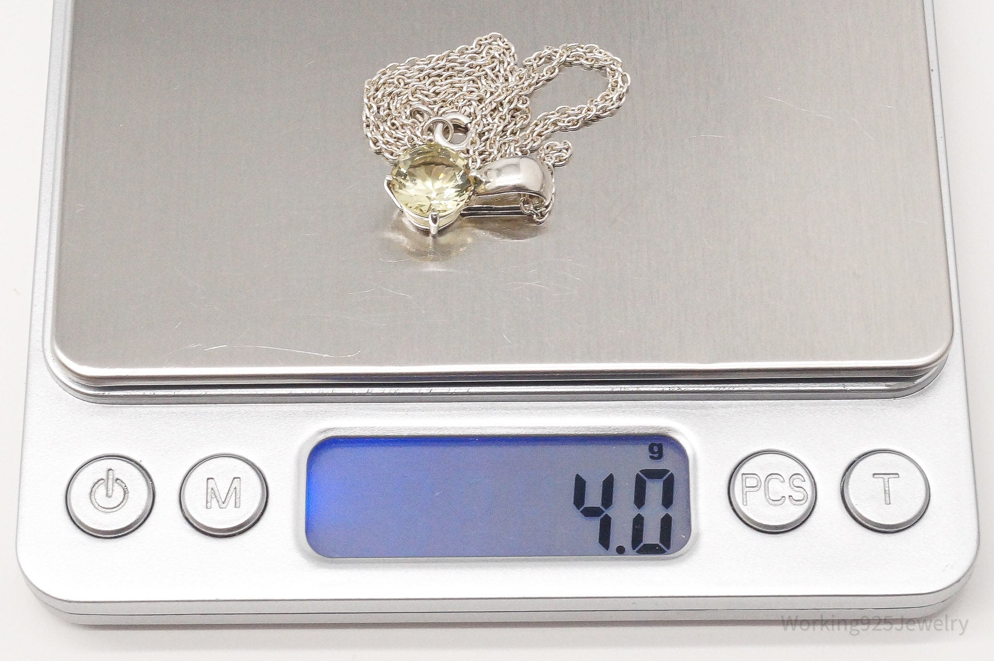 Vintage Lemon Quartz Sterling Silver Necklace 18"