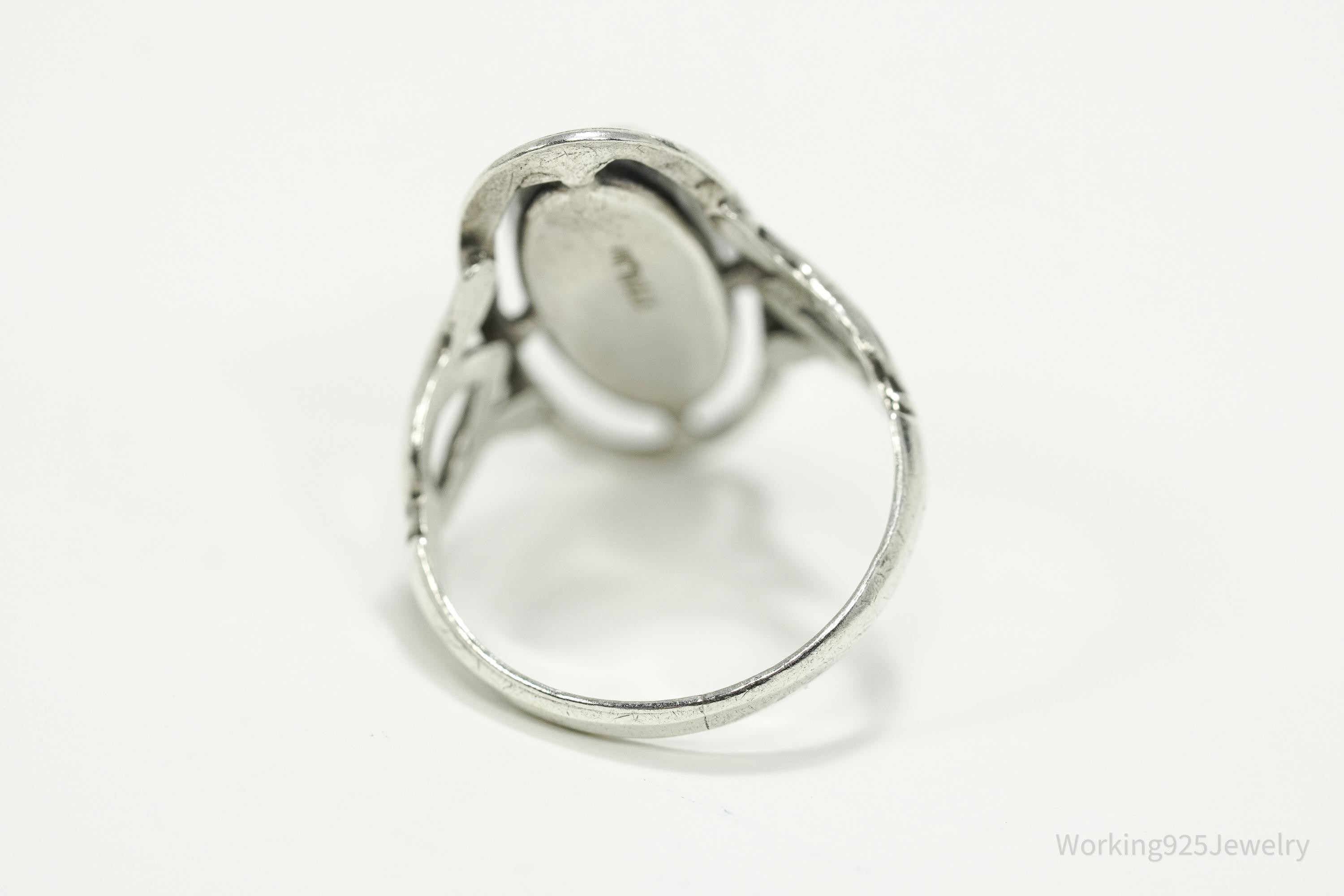 Antique Paua Abalone Shell Sterling Silver Ring - Size 5.25