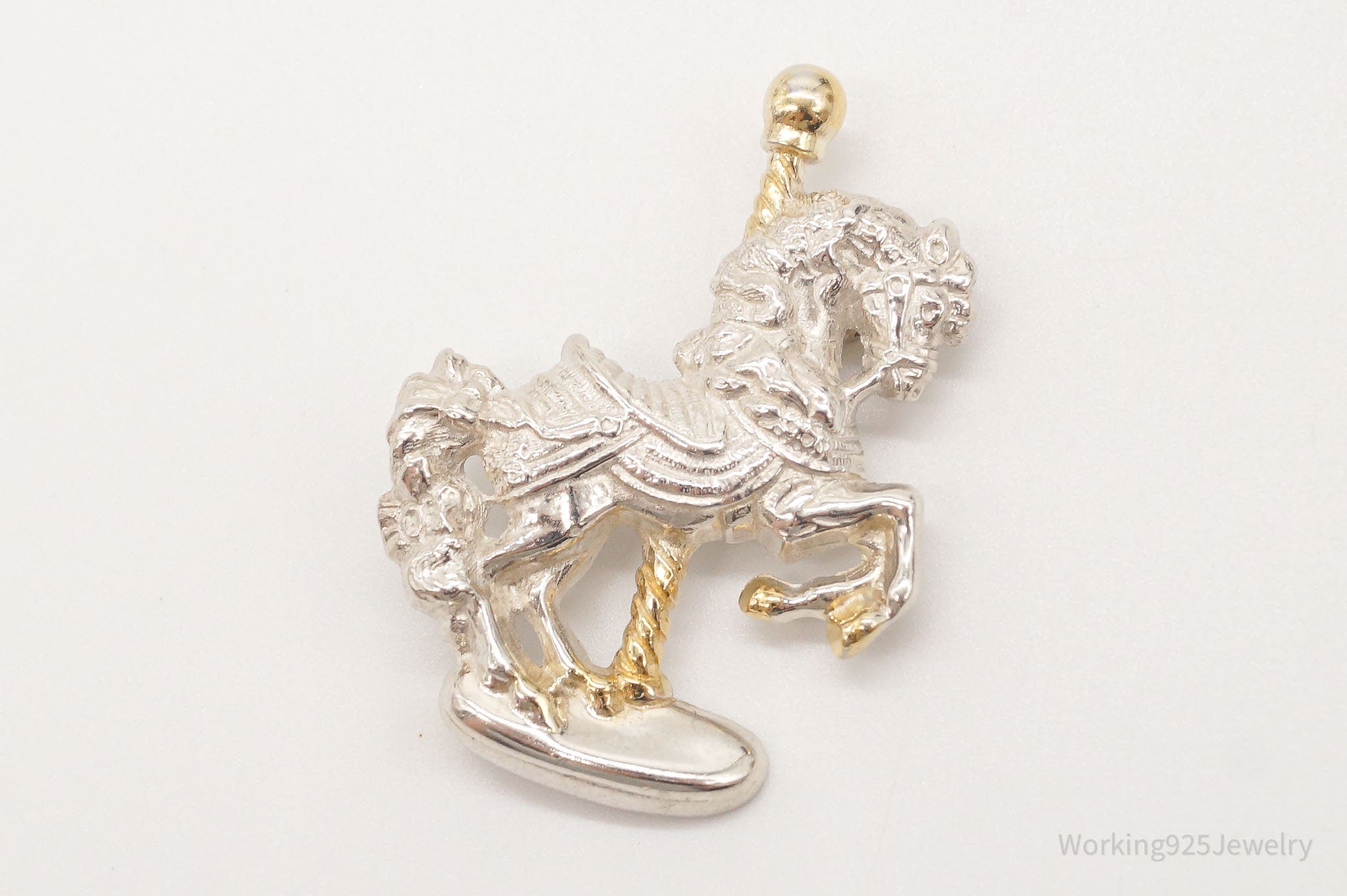 Vintage Gorham Merry-Go-Round Carousel Horse Gold Vermeil Sterling Silver Pin