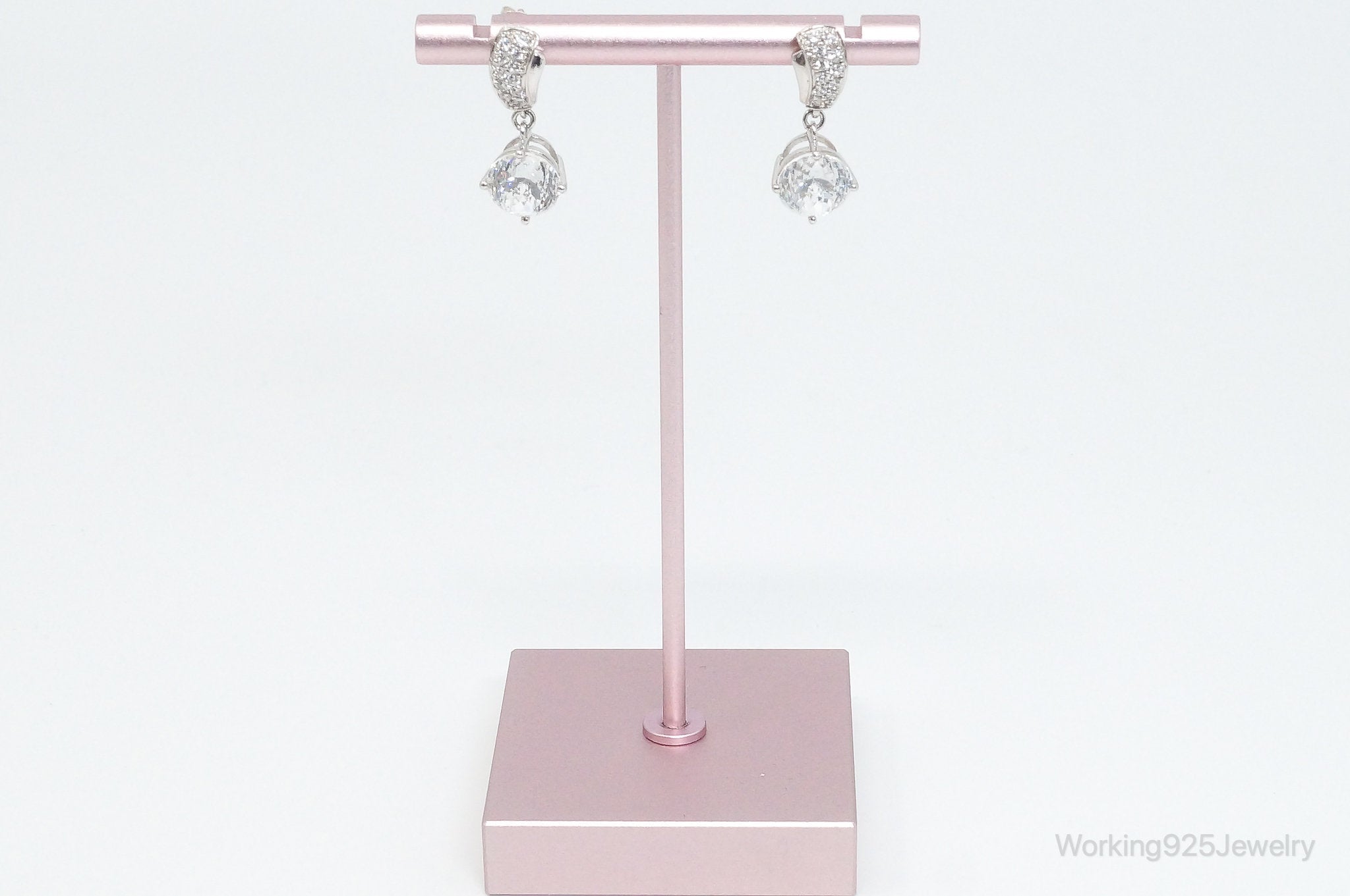 Designer MEDA Cubic Zirconia Sterling Silver Earrings
