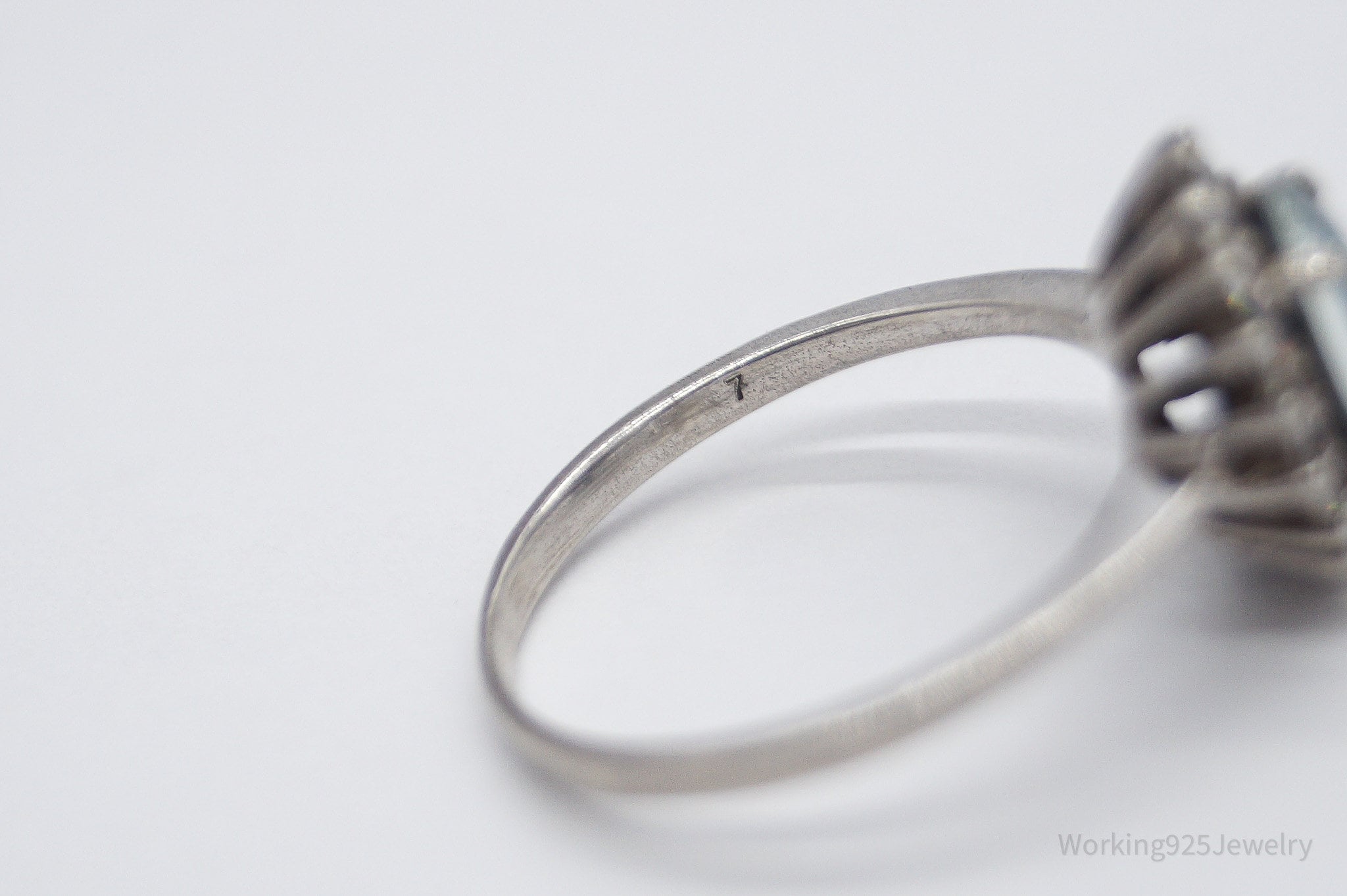 Vintage Opal Triplet Cubic Zirconia Sterling Silver Ring - Size 7