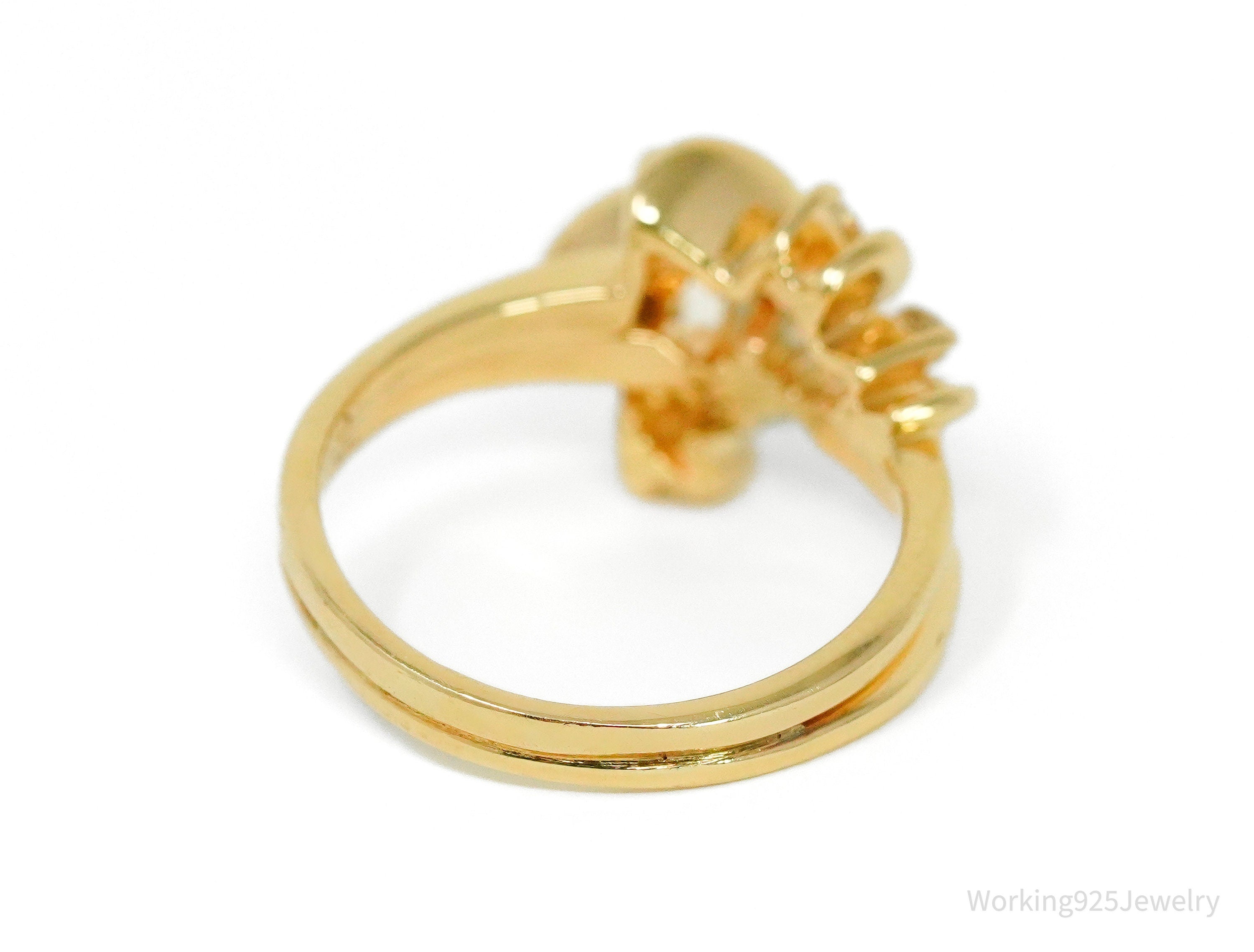 14K Yellow Gold & Marquise Diamond Cut Wedding Set Ring - Size 6