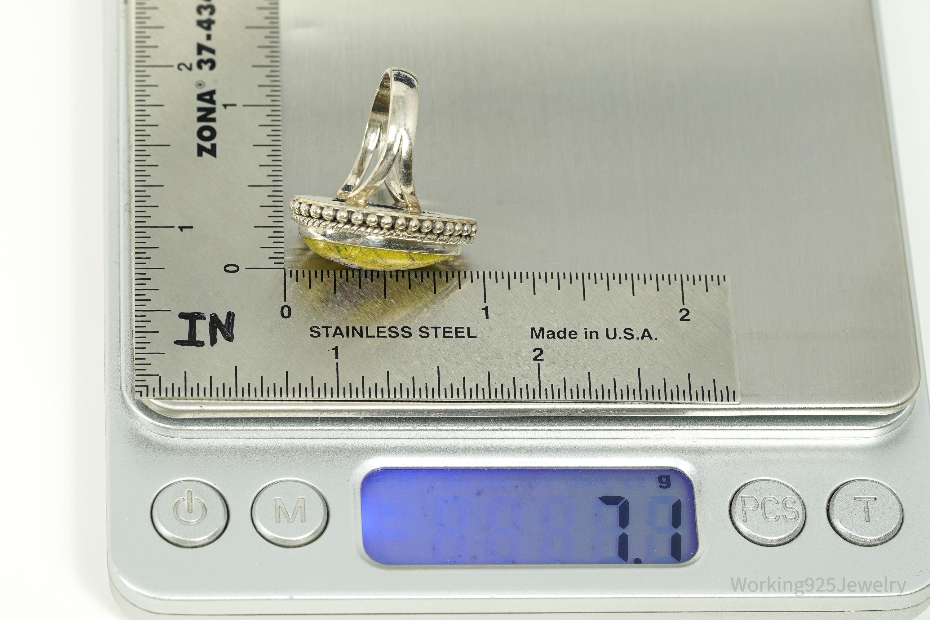 Vintage Large Atlantisite Sterling Silver Ring - Size 6