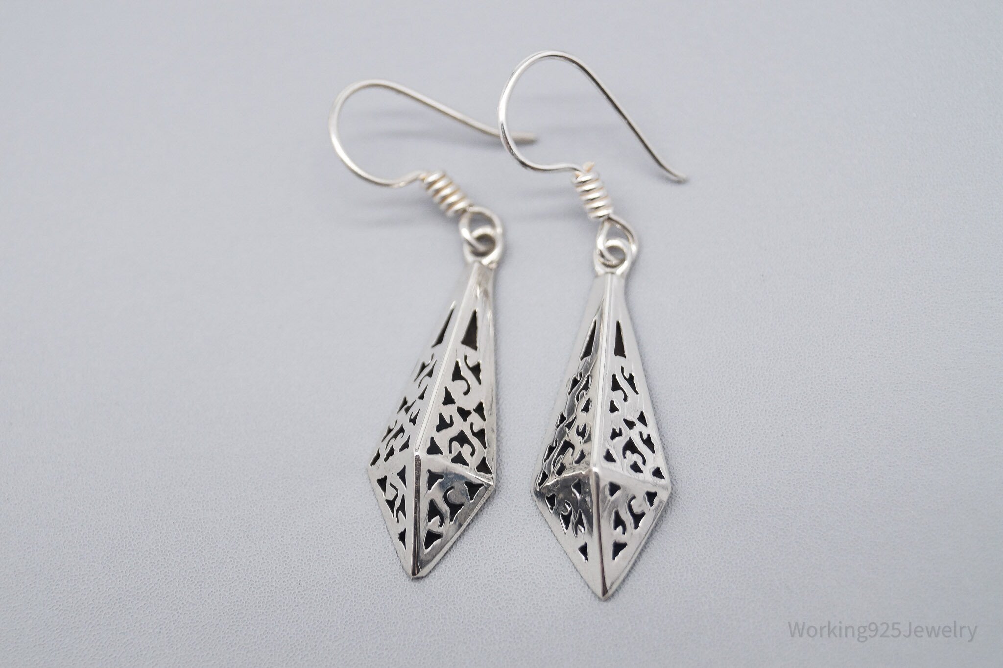 Vintage Filigree Cut Out Sterling Silver Earrings