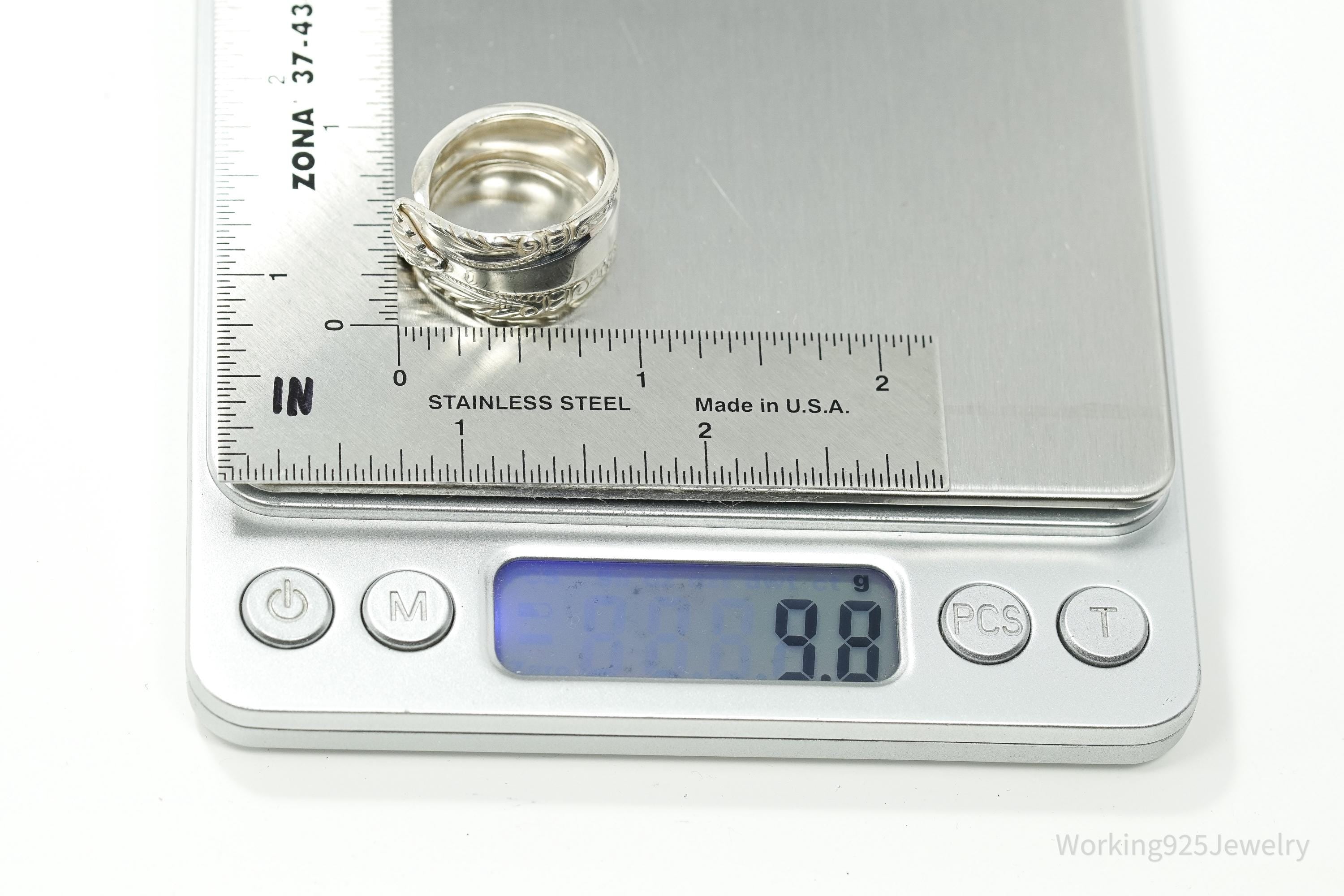 Antique Art Deco Sterling Silver Spoon Ring - Size 8