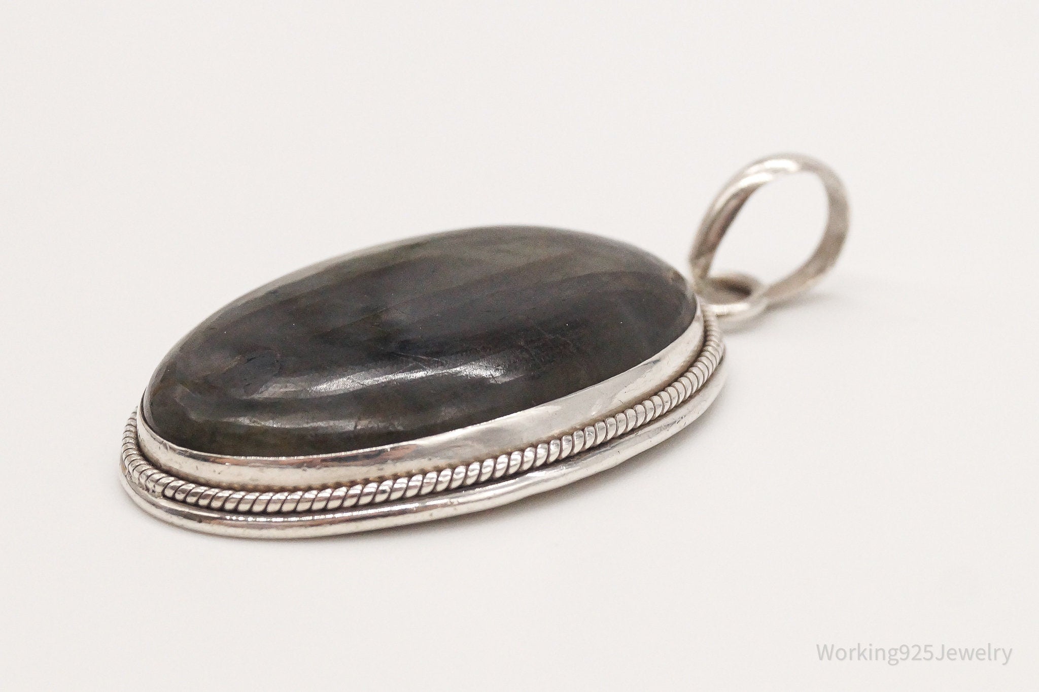 Vintage Large Labradorite Sterling Silver Pendant