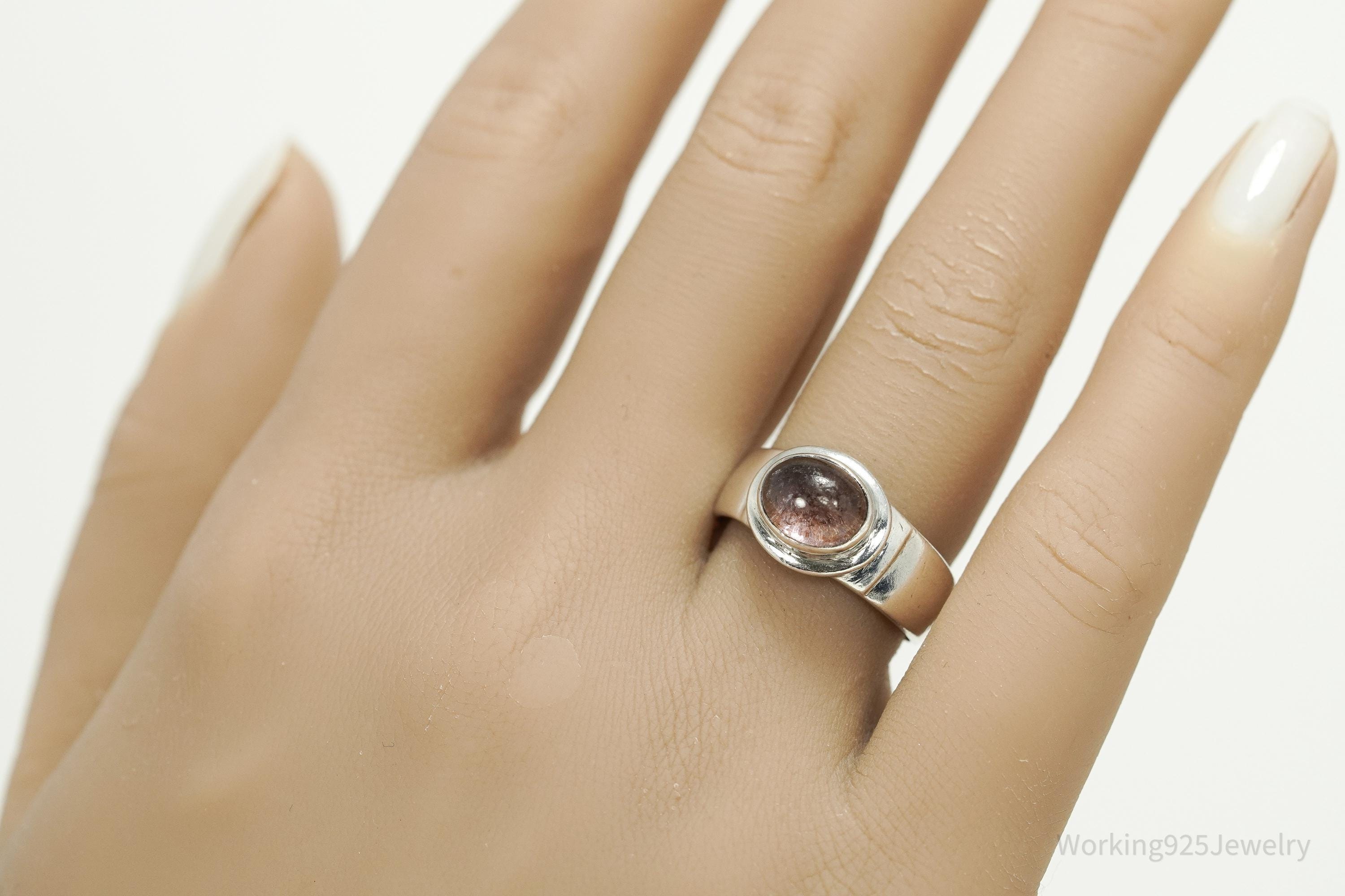 Vintage Tourmaline Sterling Silver Ring - Size 7.75