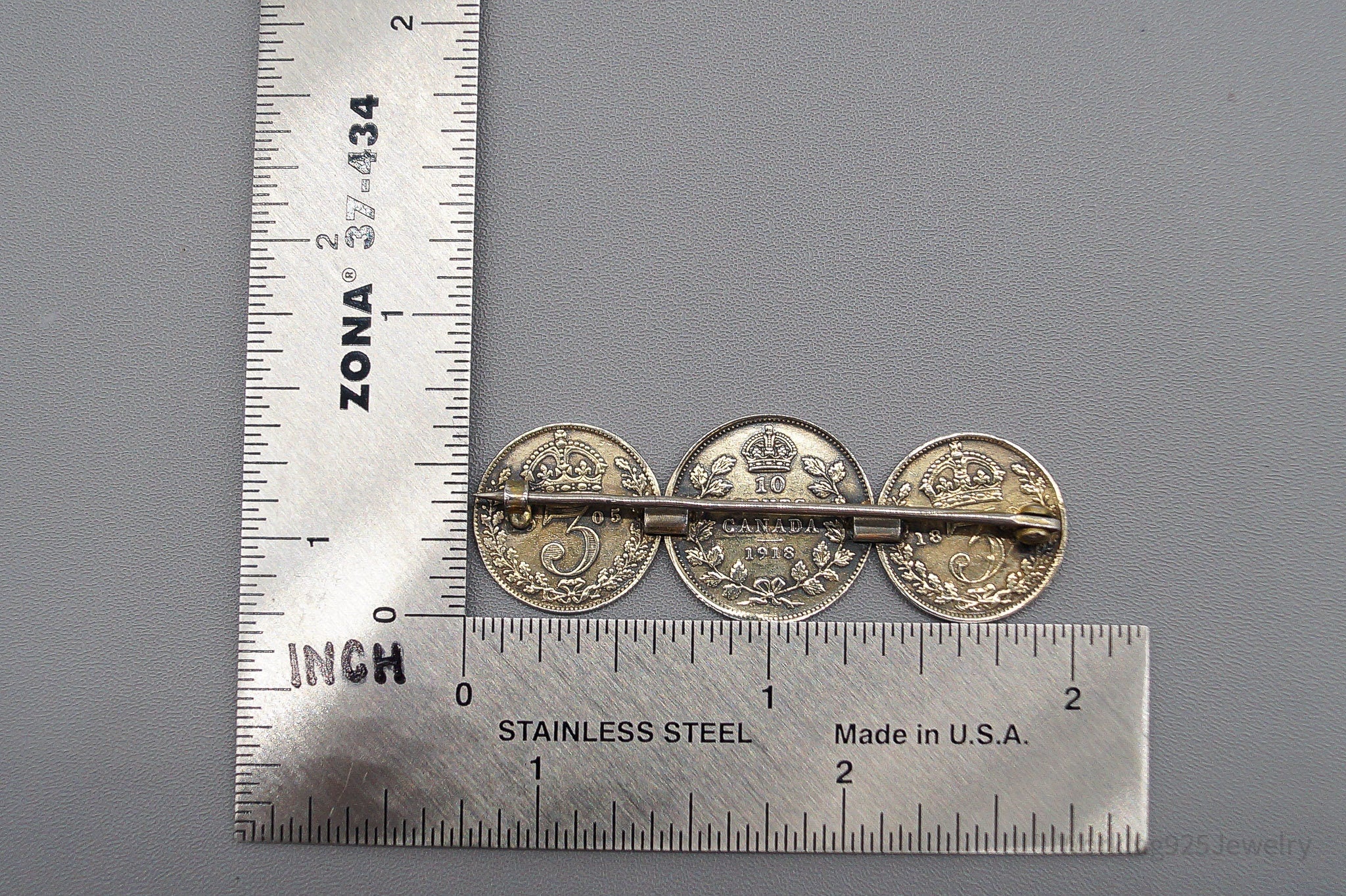 Antique Coins Silver Brooch Pin