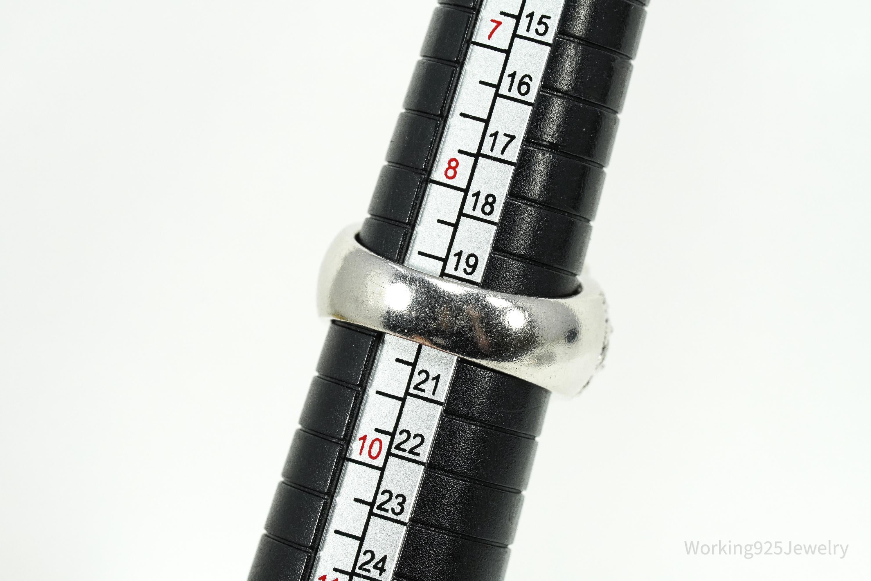 Vintage Large Cubic Zirconia Sterling Silver Ring Size 9