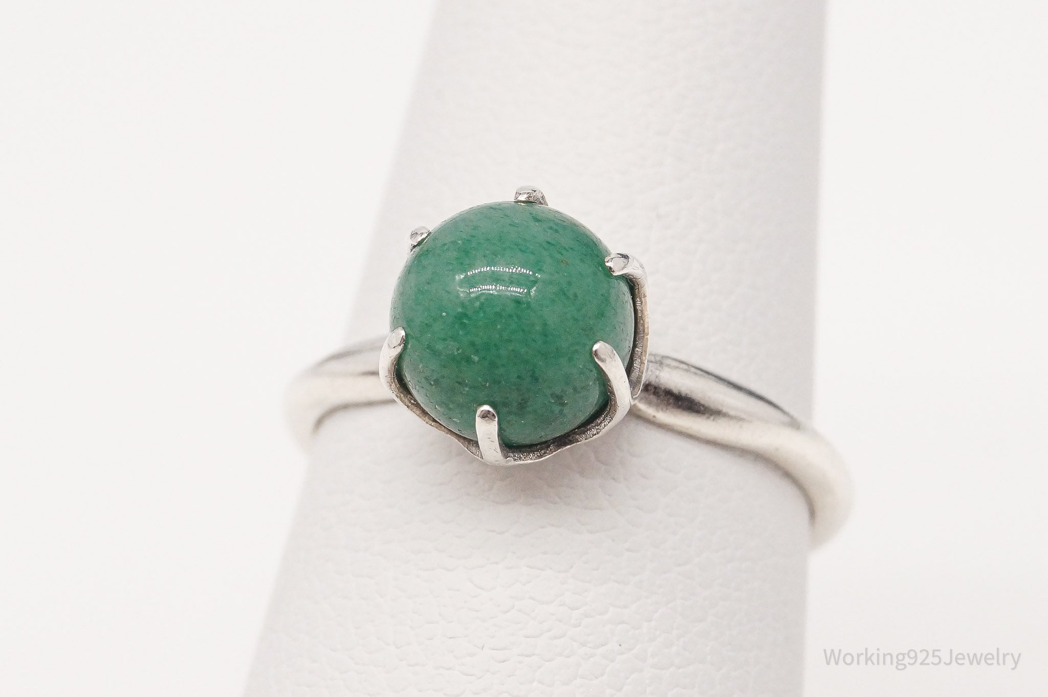 Antique Designer Uncas MFG Co Aventurine Sterling Silver Ring - Size 6.5