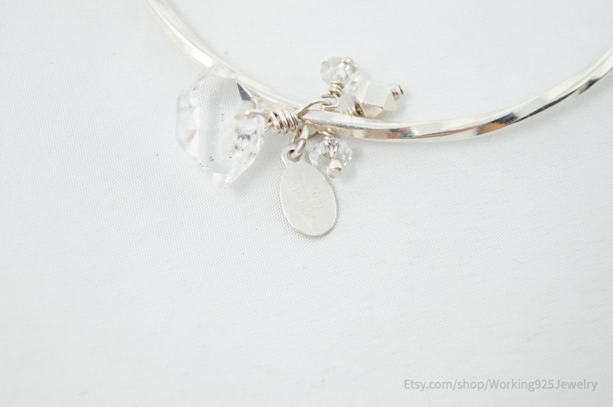 Vintage Designer Deb Guyot Diamond Style Quartz Sterling Silver Bracelet