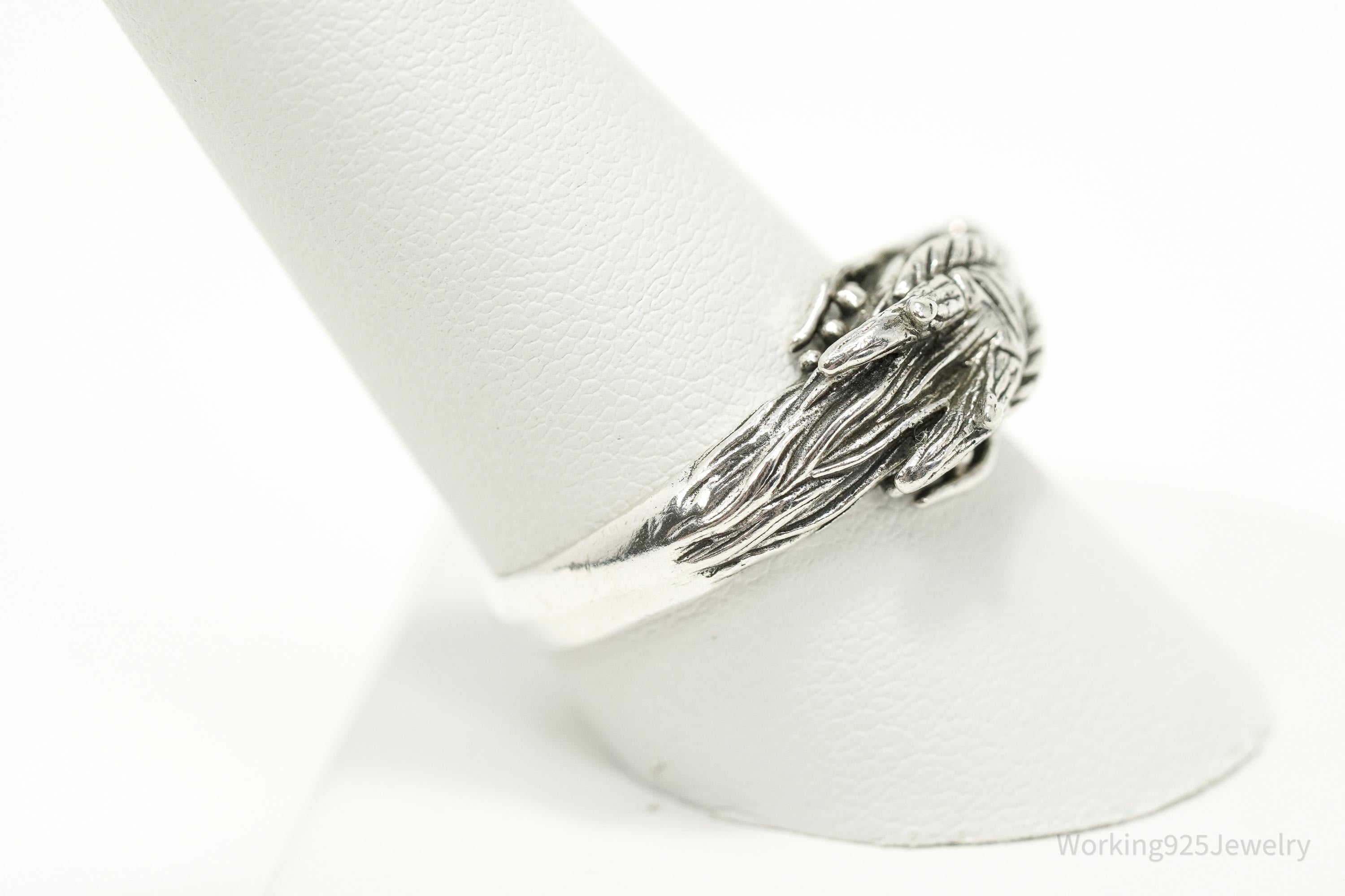 Vintage Dragon Head Sterling Silver Ring - Size 10.25