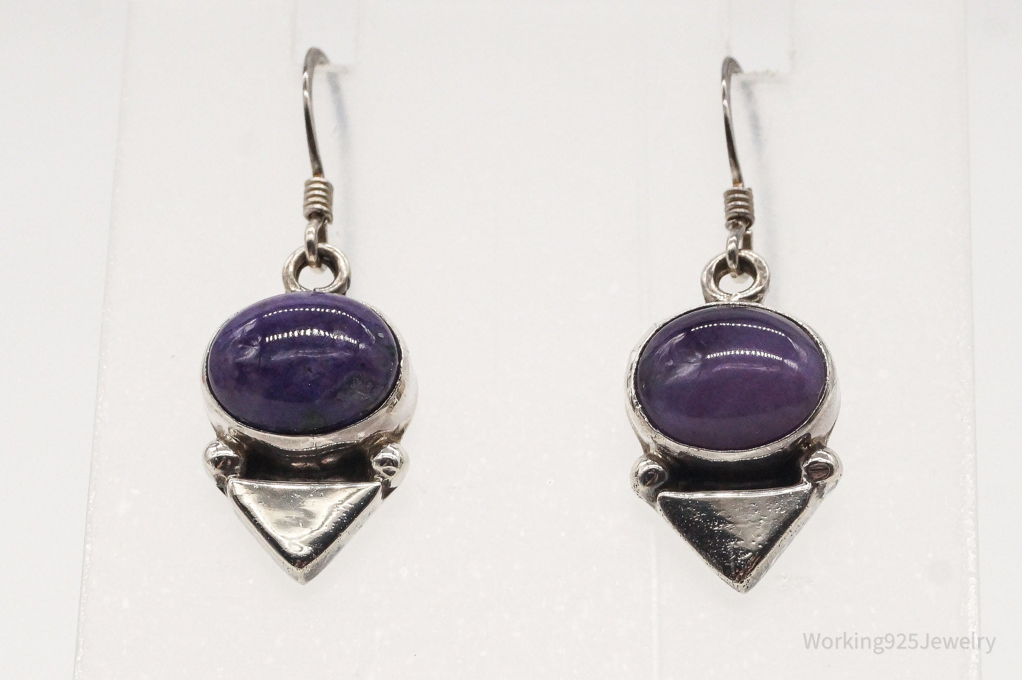 Vintage Native American E Jackson Charoite Sterling Silver Earrings