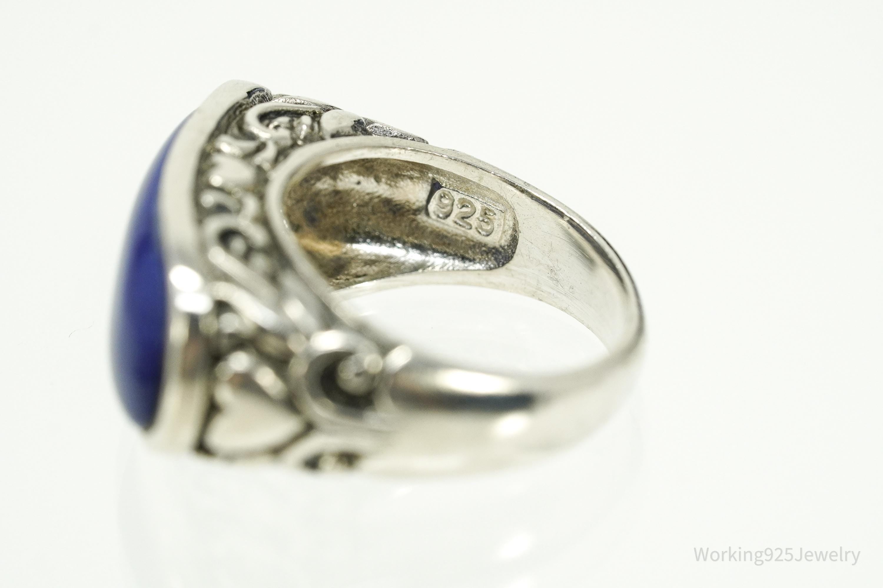 Vintage Lapis Lazuli Sterling Silver Ring Size 6.25