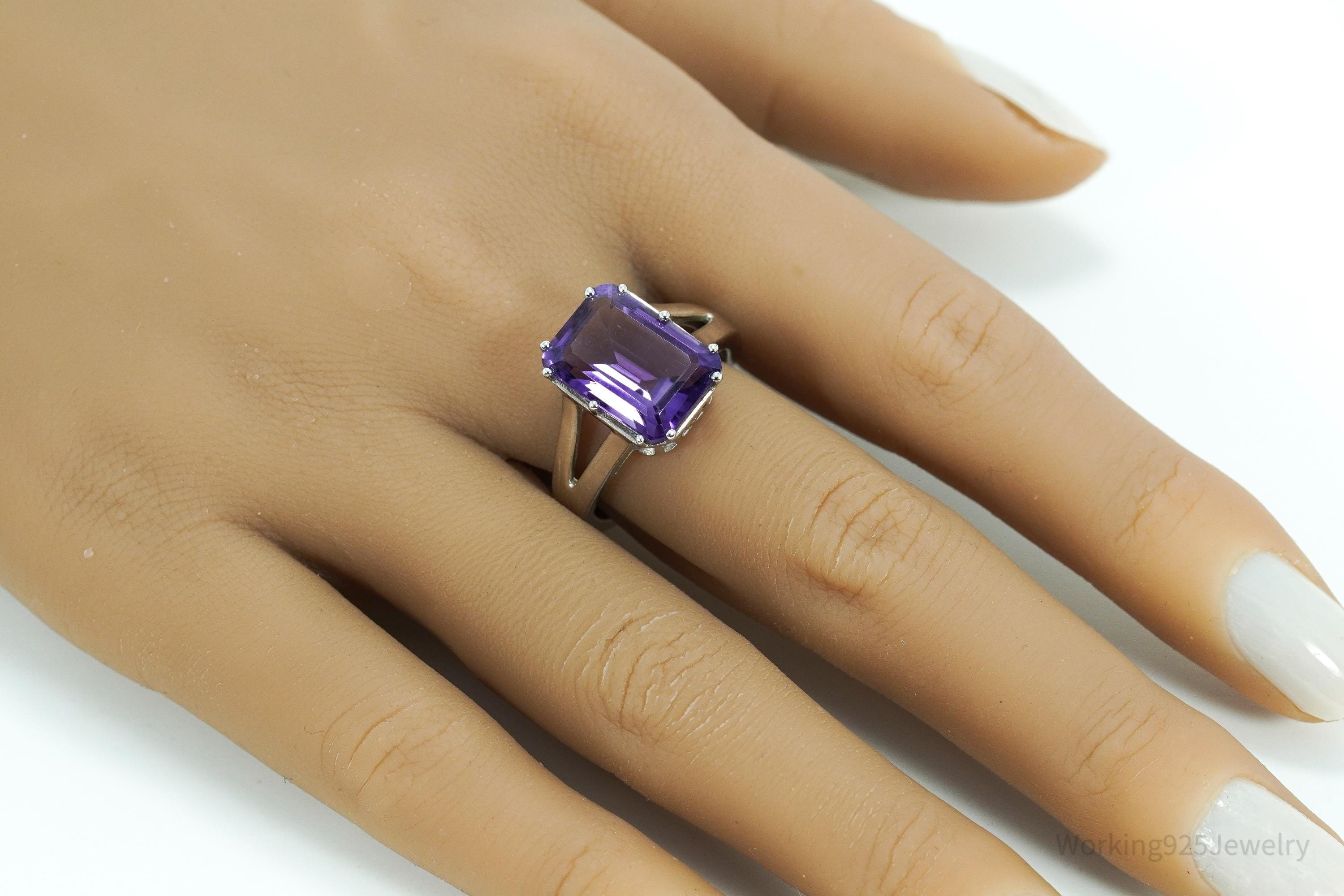 Vintage LNT Amethyst Sterling Silver Ring - Size 8.75