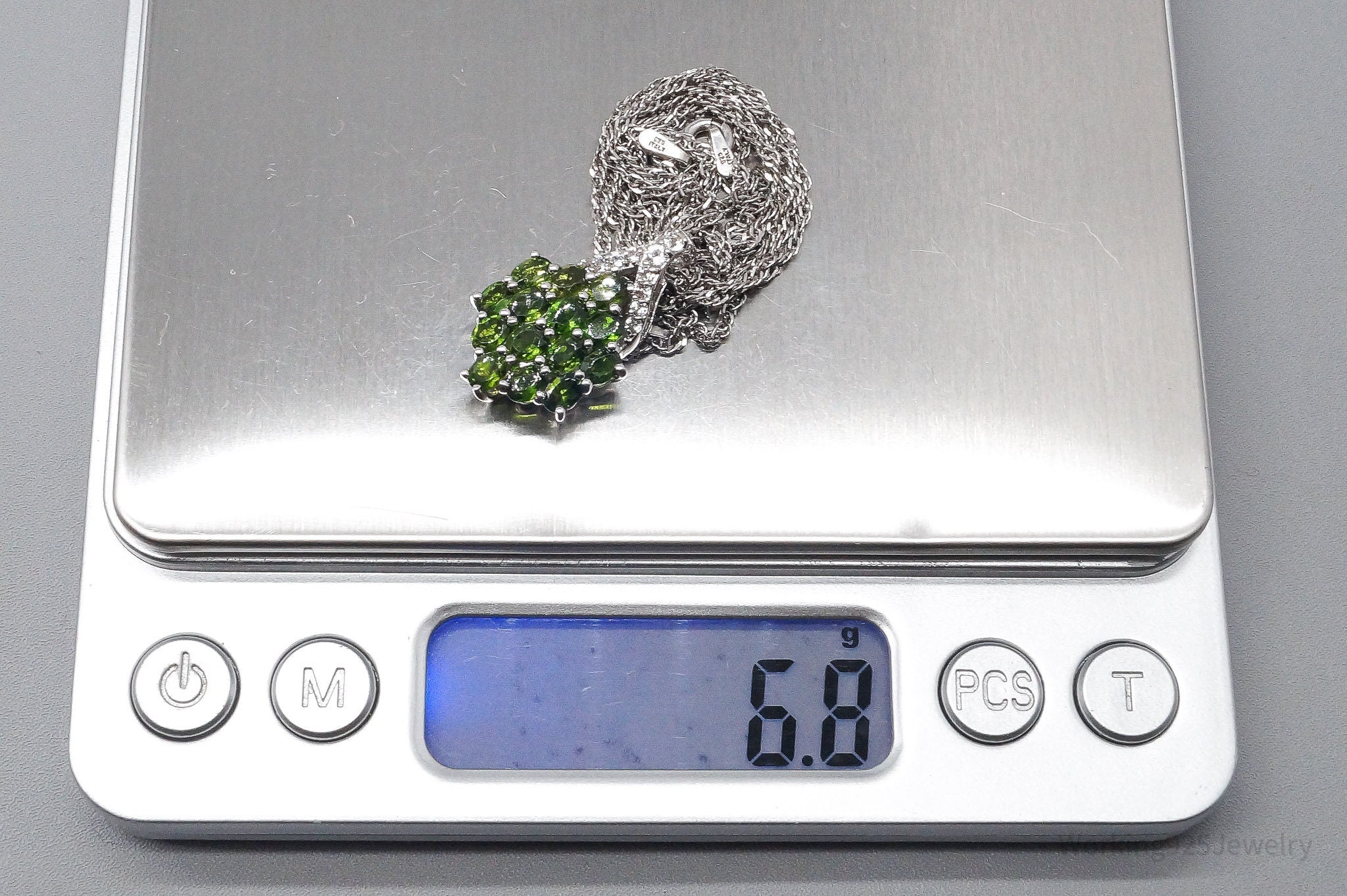 JTV's TGGC Lab Emerald & White Zircon Sterling Silver Necklace 22"