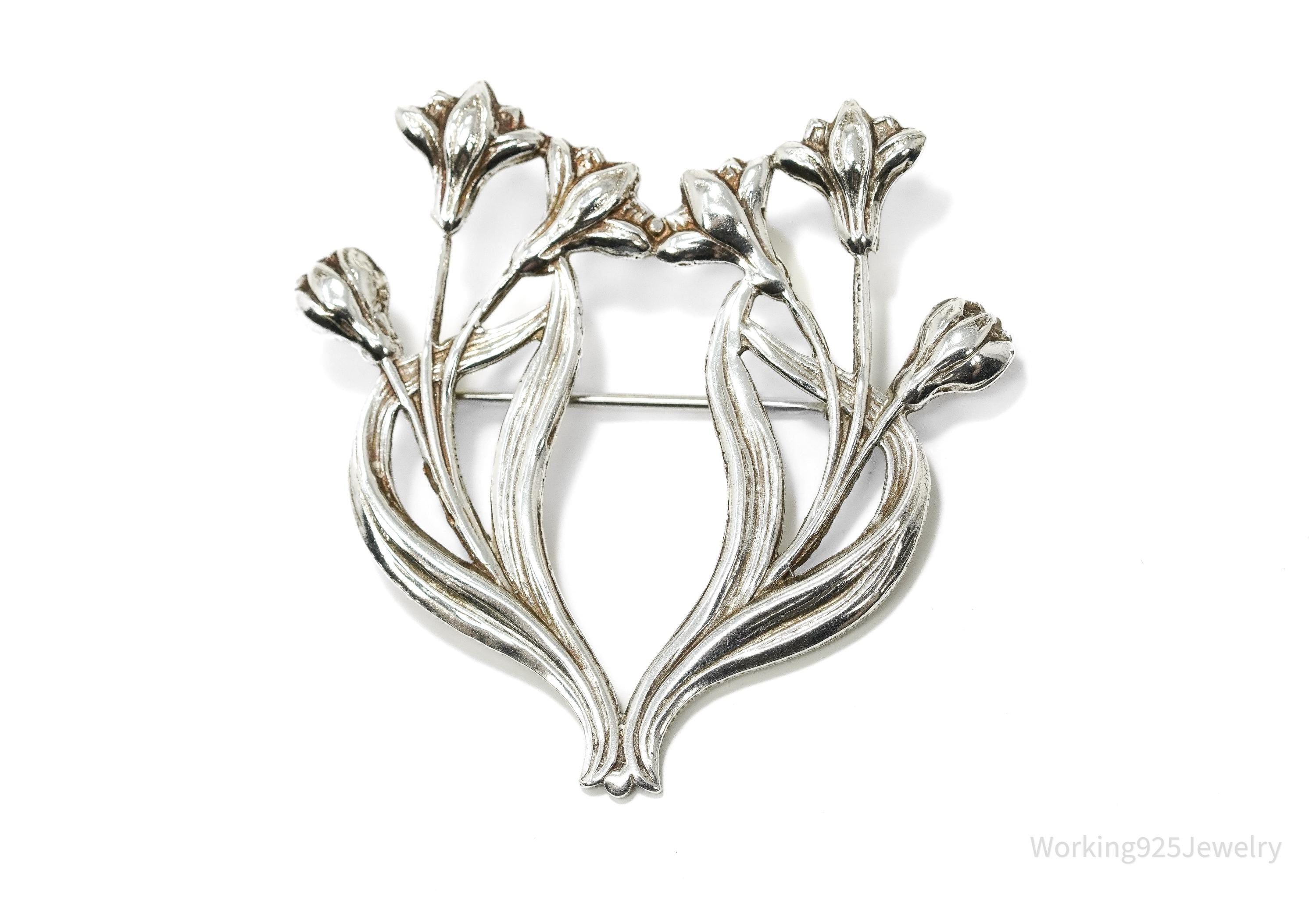Vintage Art Nouveau Style Silver Brooch Pin