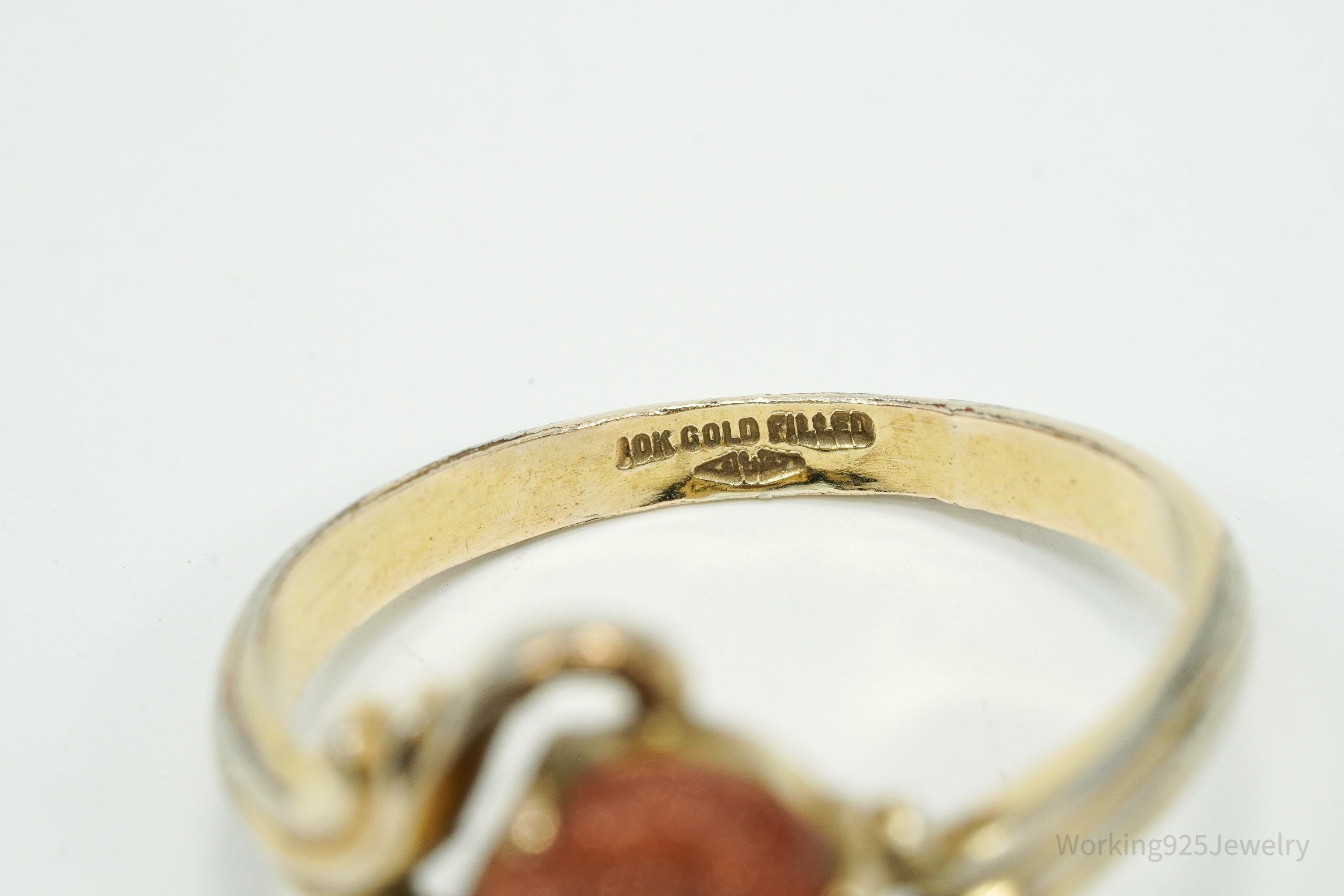 Antique Designer Clark & Coombs Goldstone 10K Gold Filled Ring Size 8.25