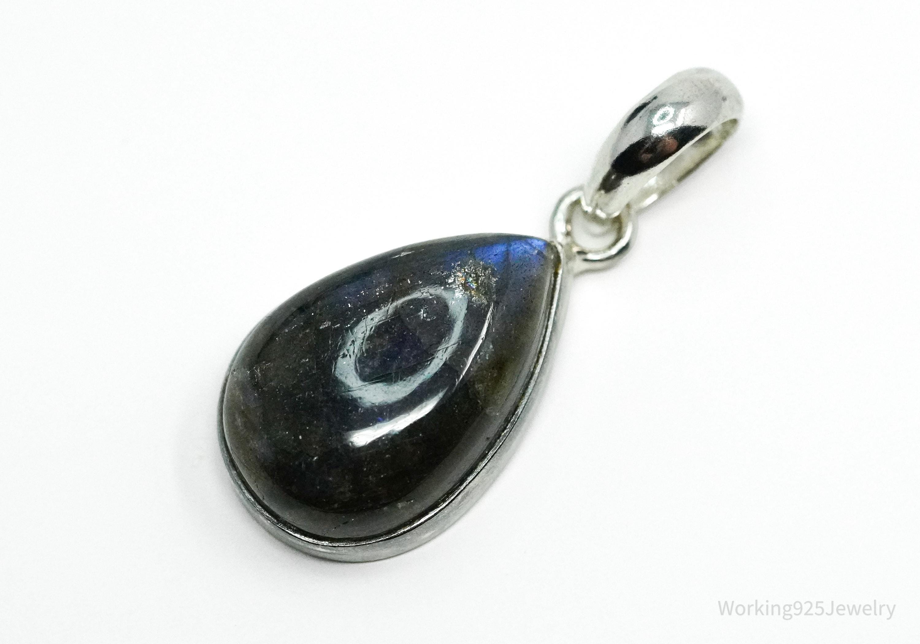 Vintage Labradorite Sterling Silver Necklace Pendant