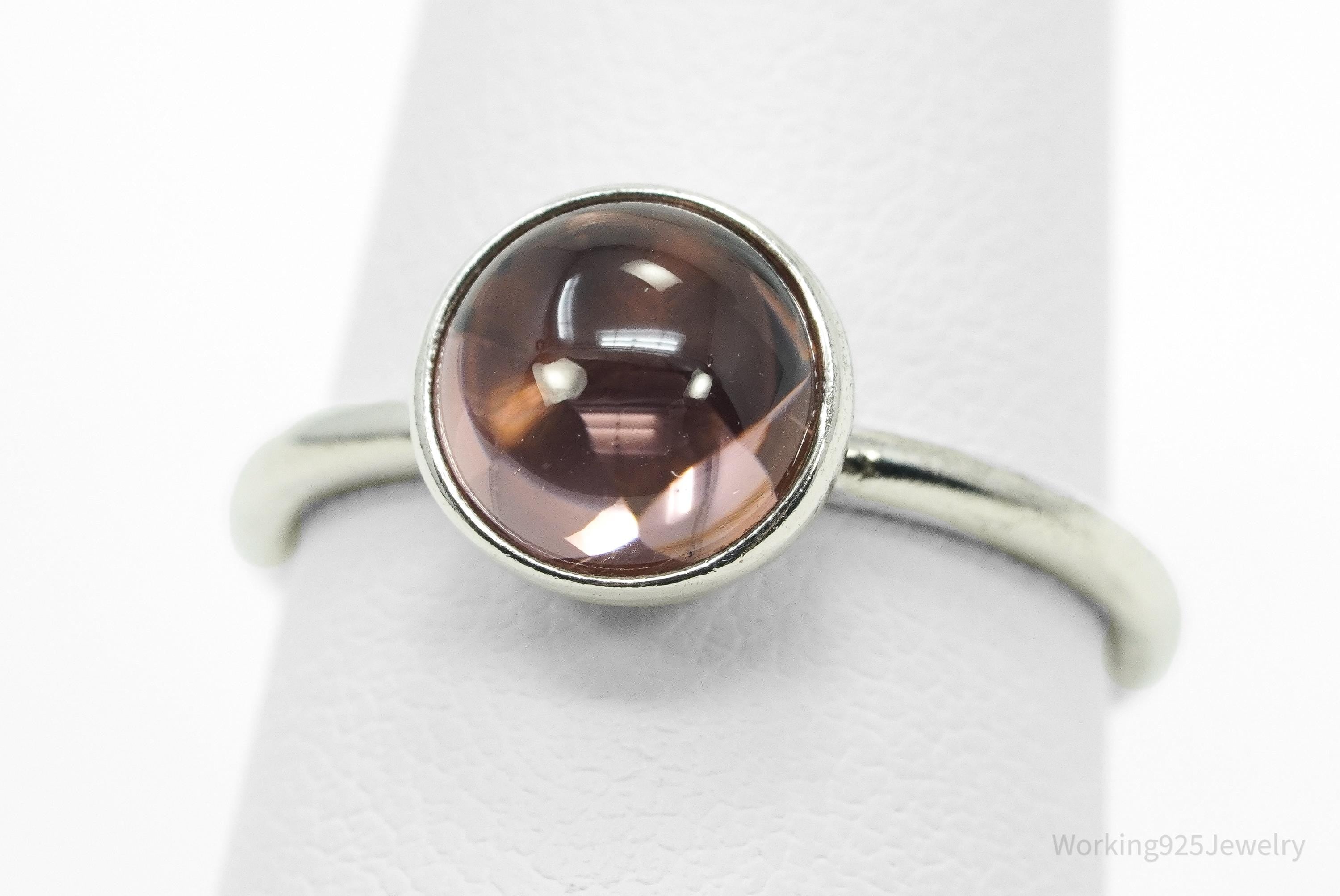 Pandora Retired Blush Pink Crystal Sterling Silver Ring - Size 6