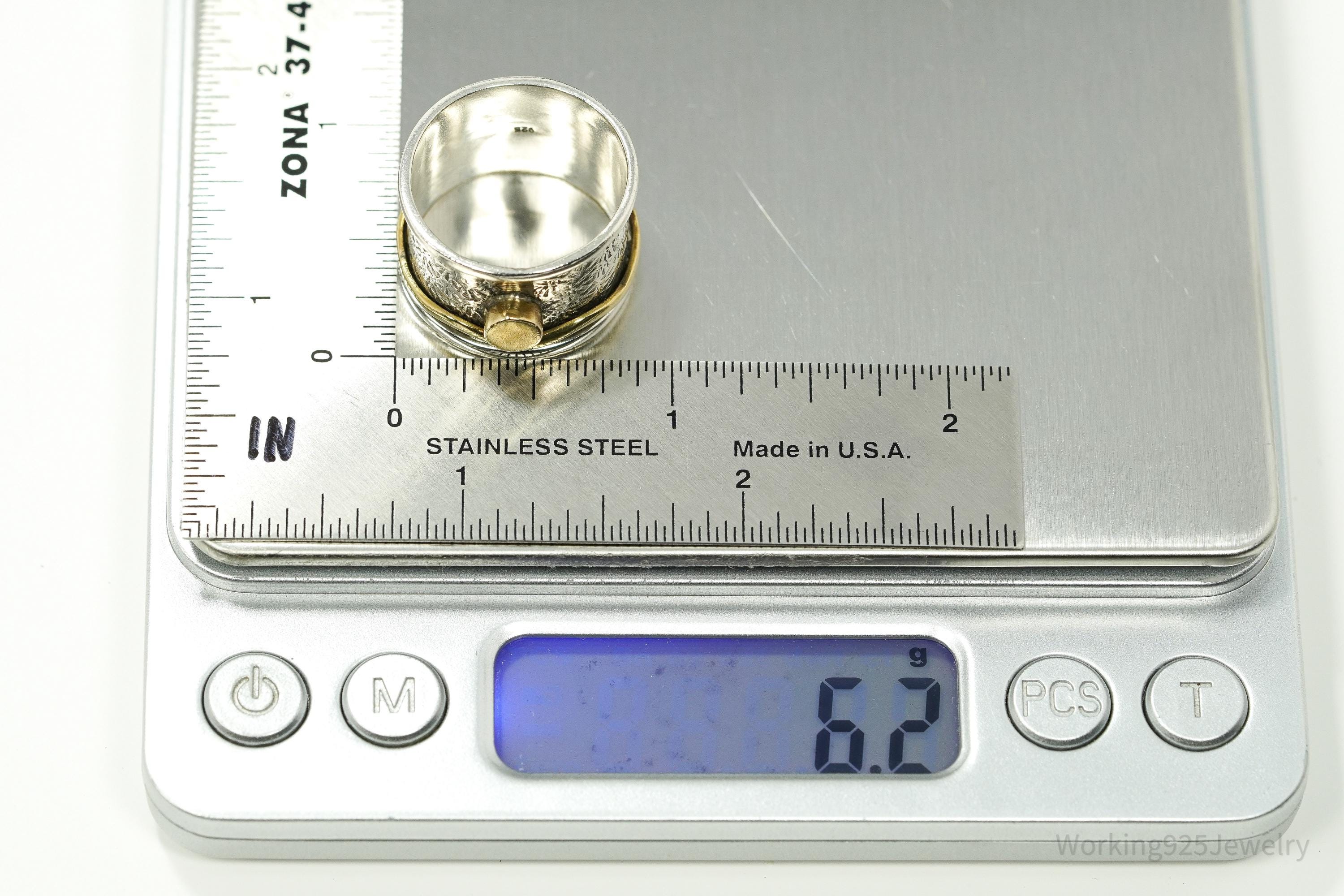 Vintage Brass Sterling Silver Band Ring- Size 9.75