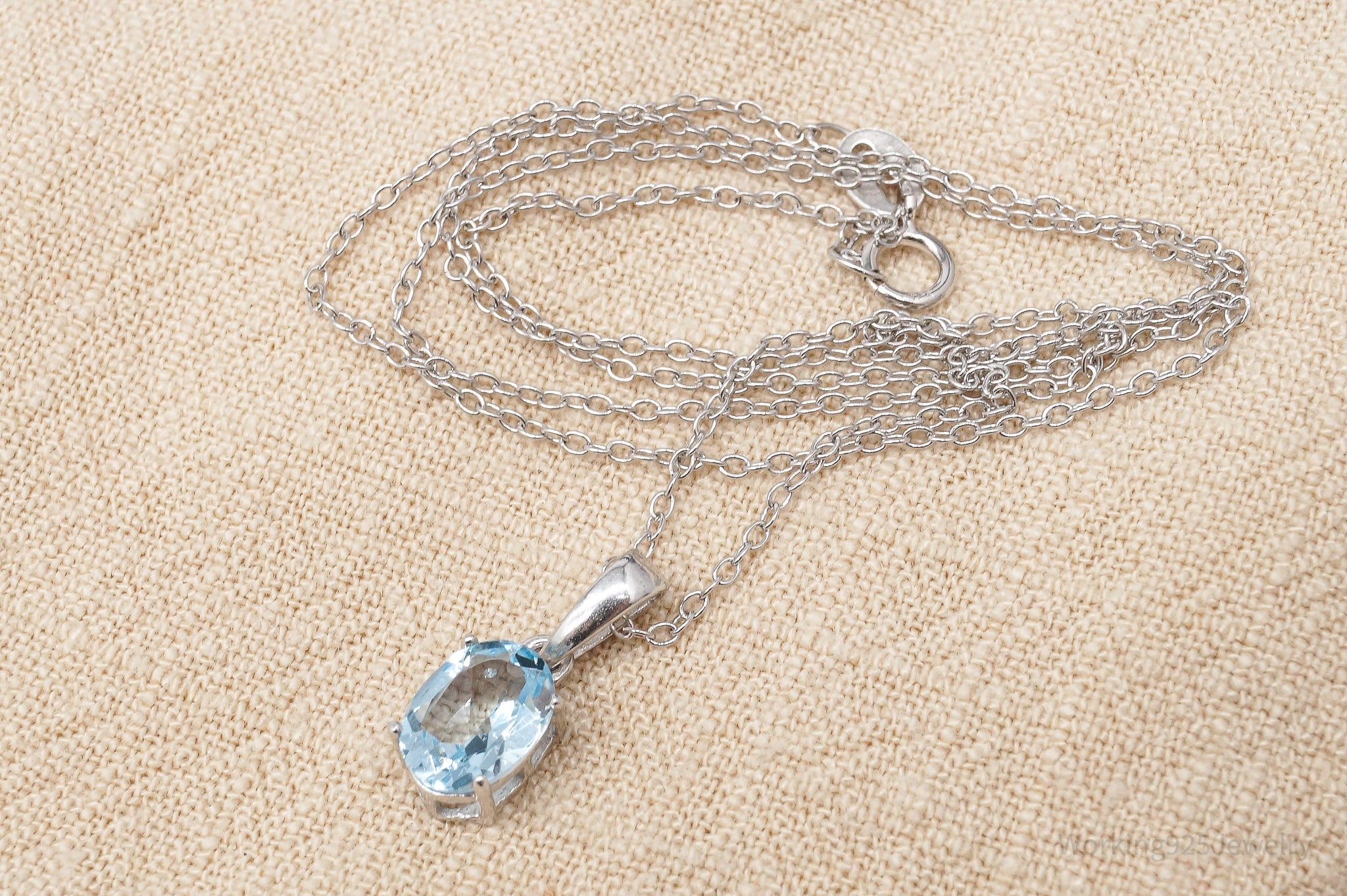 Vintage Blue Topaz Sterling Silver Necklace 18"