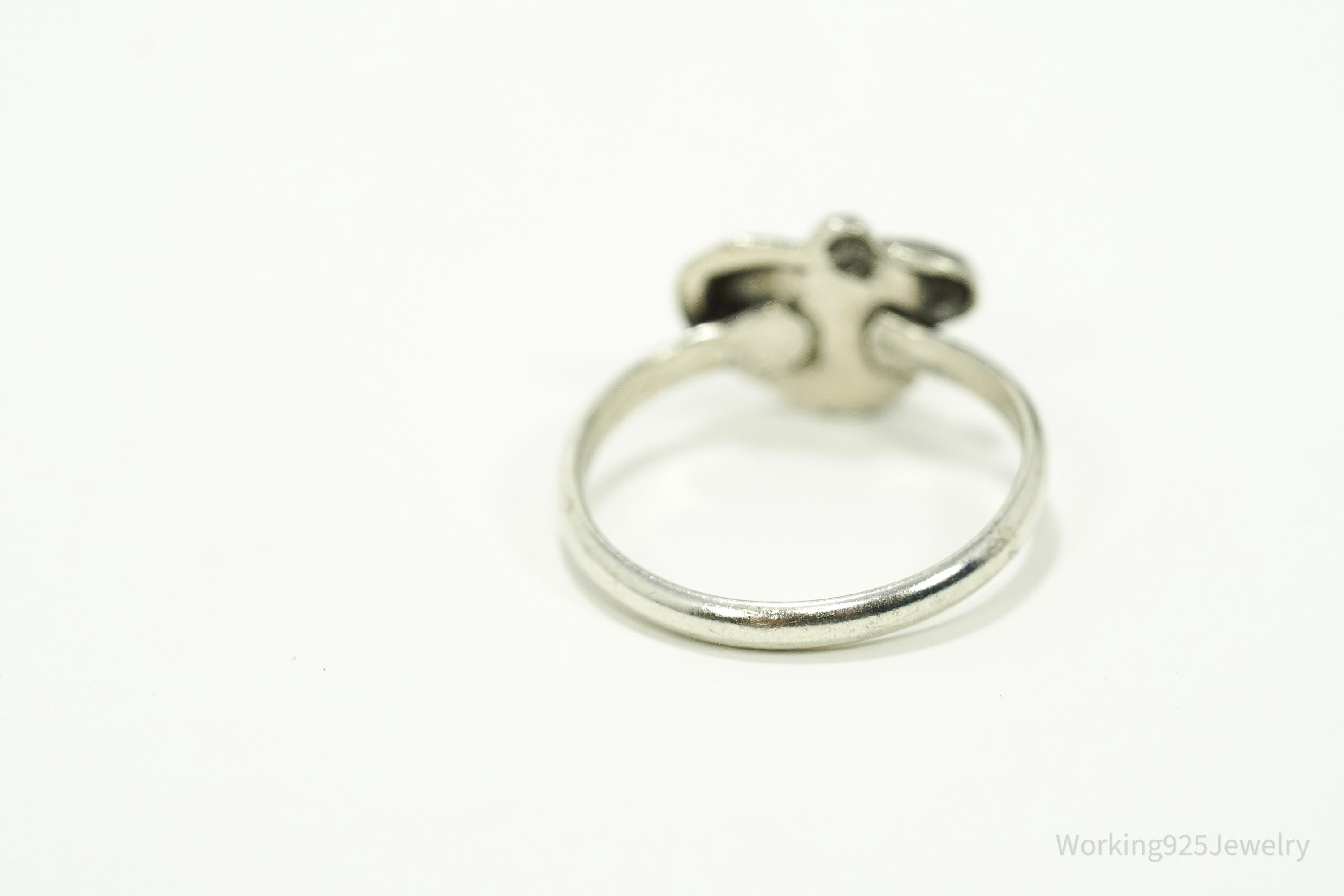 Vintage Handmade Native American Turquoise Unsigned Silver Ring - Size 5.25