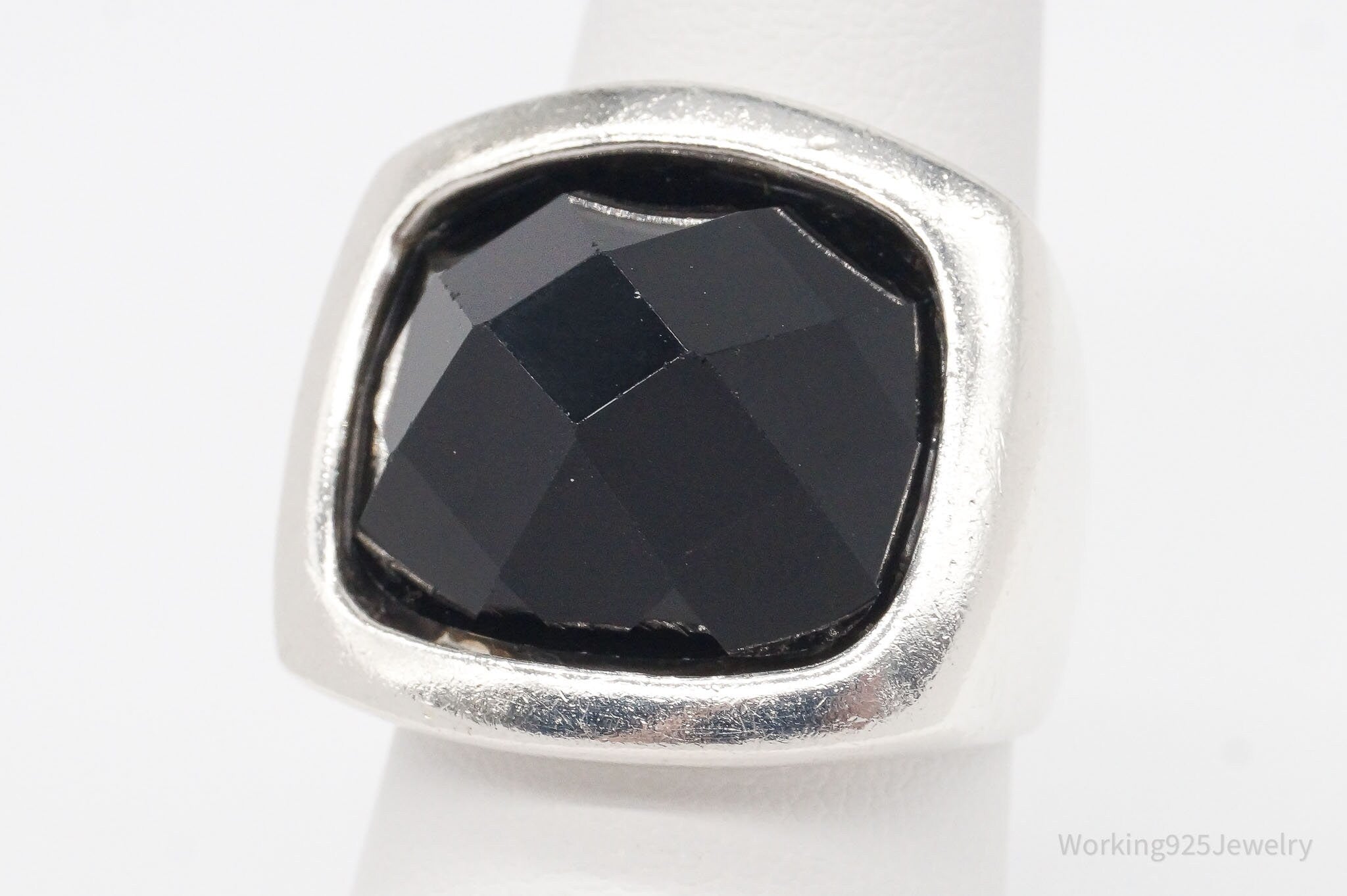 Vintage CFJ Black Onyx Sterling Silver Ring - Size 7.75