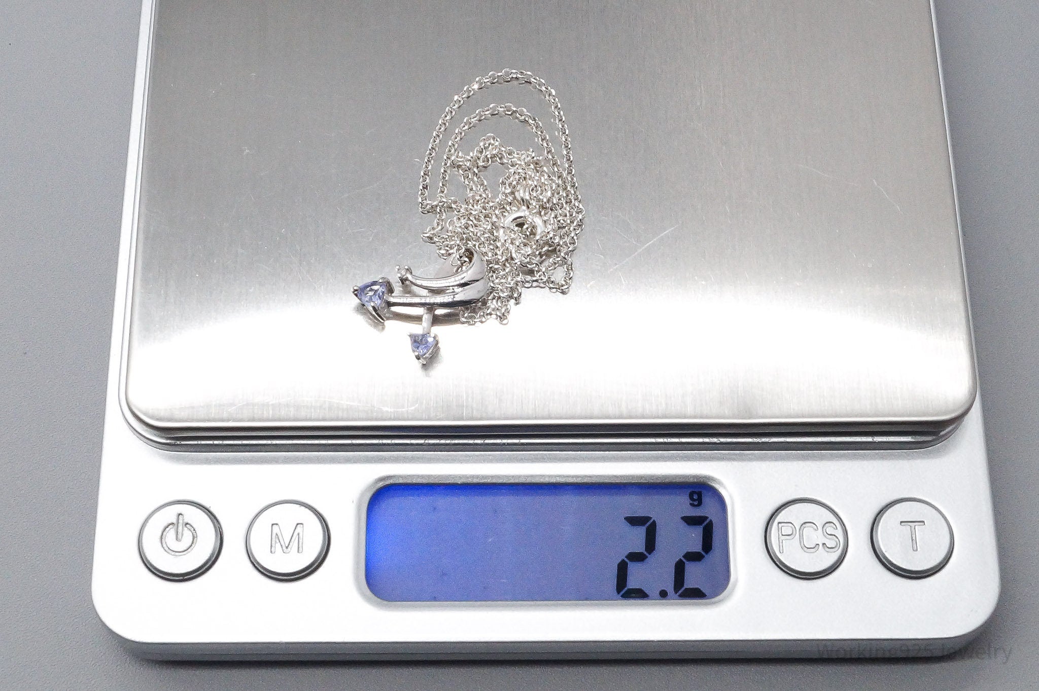 Tanzanite & Diamond 10K White Gold Over Sterling Silver Necklace 18"