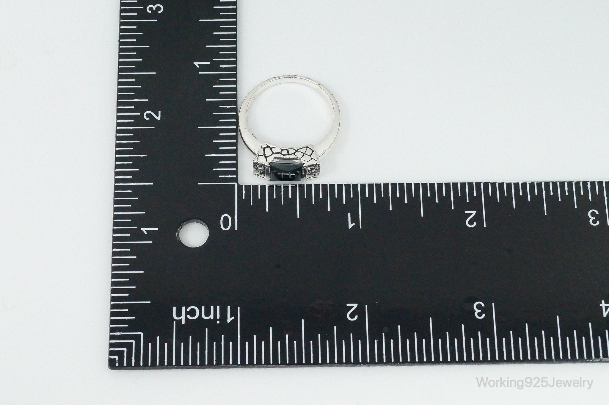 Vintage Black Onyx Sterling Silver Ring - Size 8