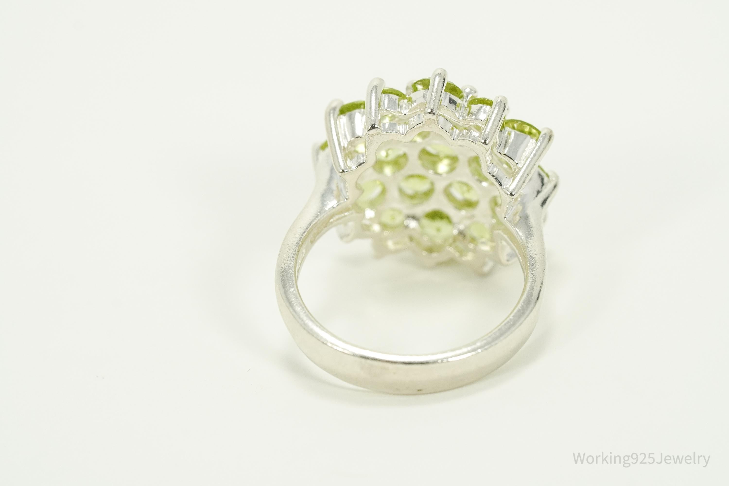 Vintage Green Peridot Sterling Silver Ring - Size 7