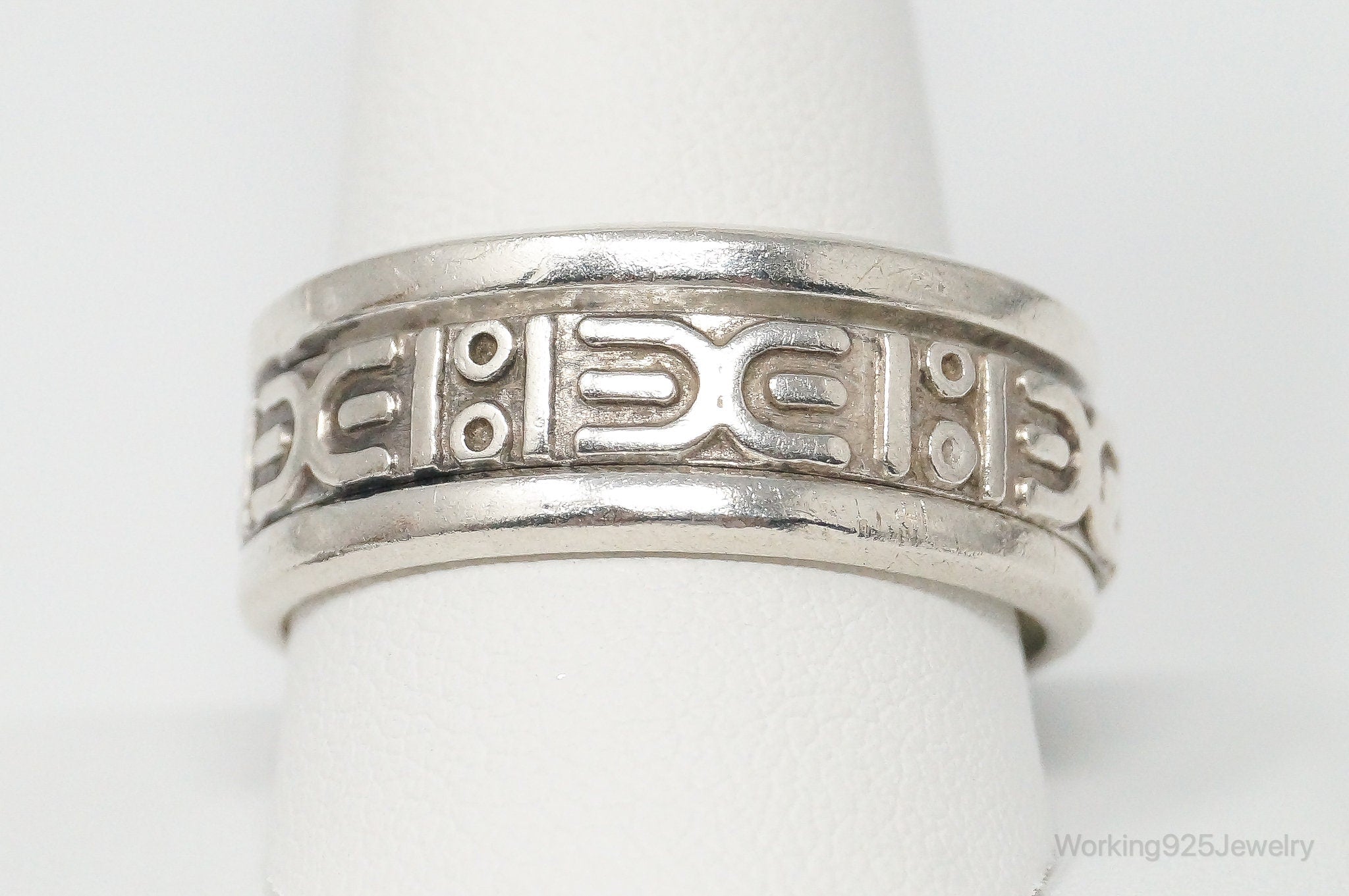 Vintage Mexico Spinner Sterling Silver Band Ring - Size 13