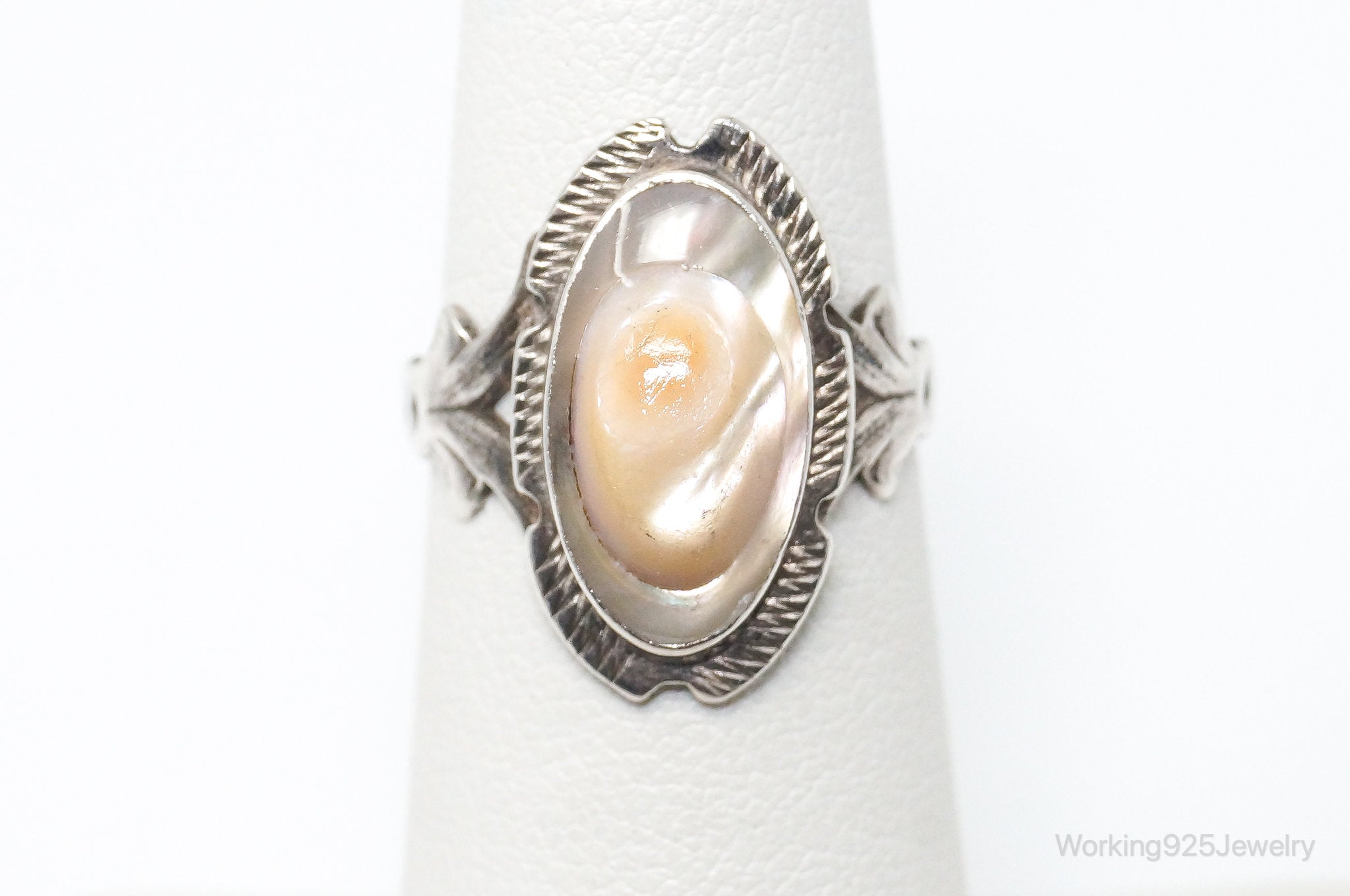 Antique Shell Sterling Silver Ring - SZ 5