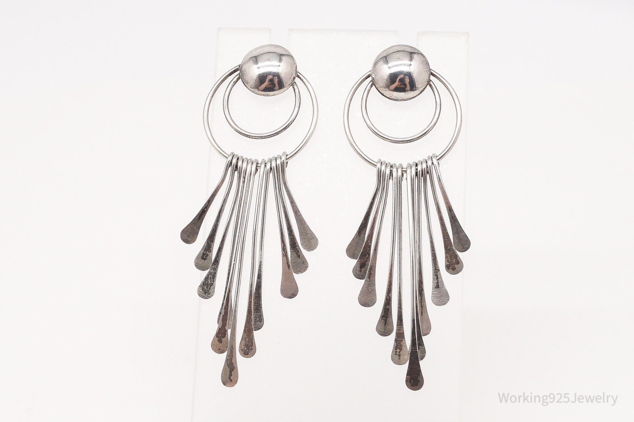 Vintage Modernist Style Silver Earrings