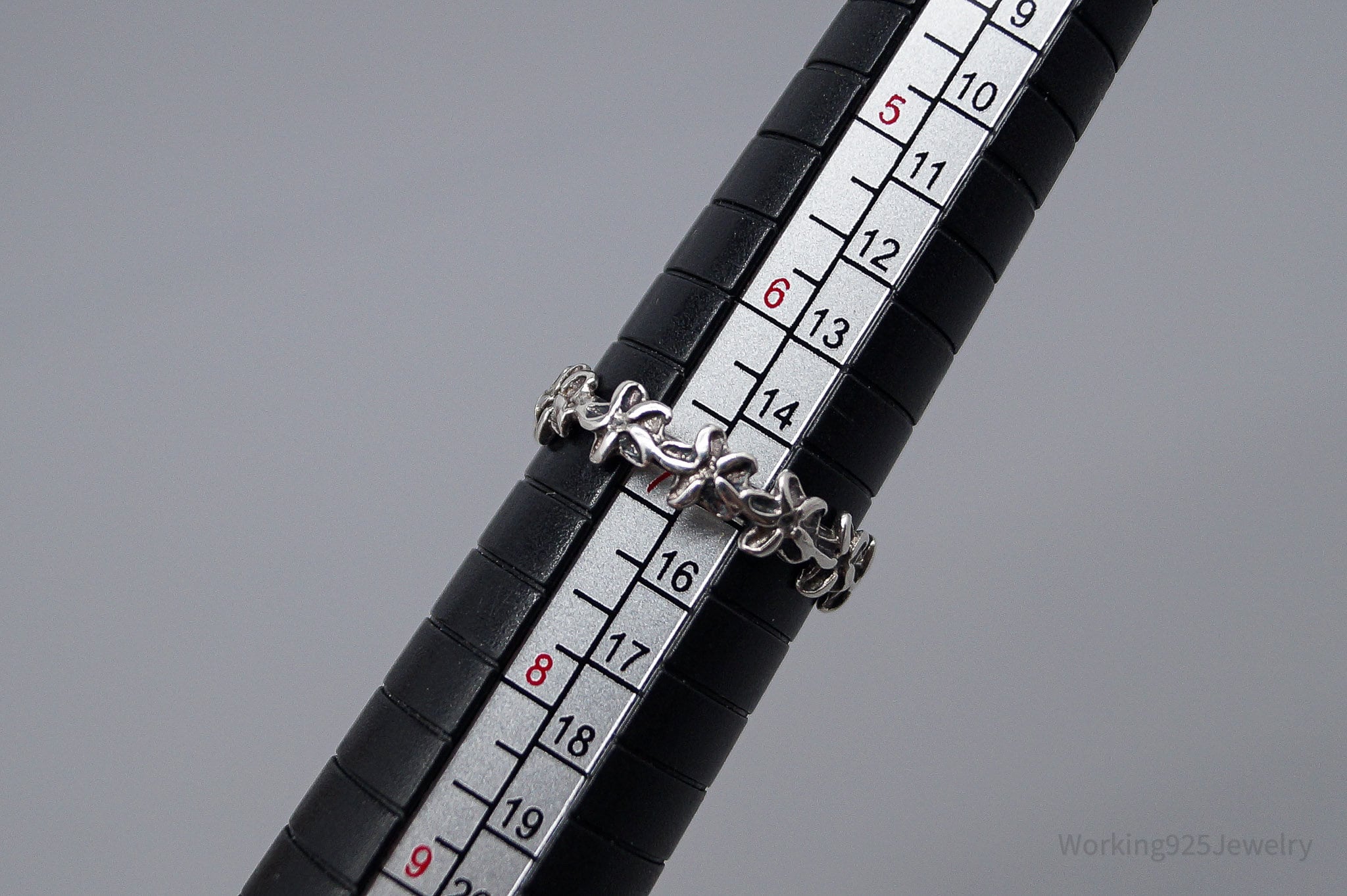 Vintage Flowers Pattern Sterling Silver Band Ring Size 6.75