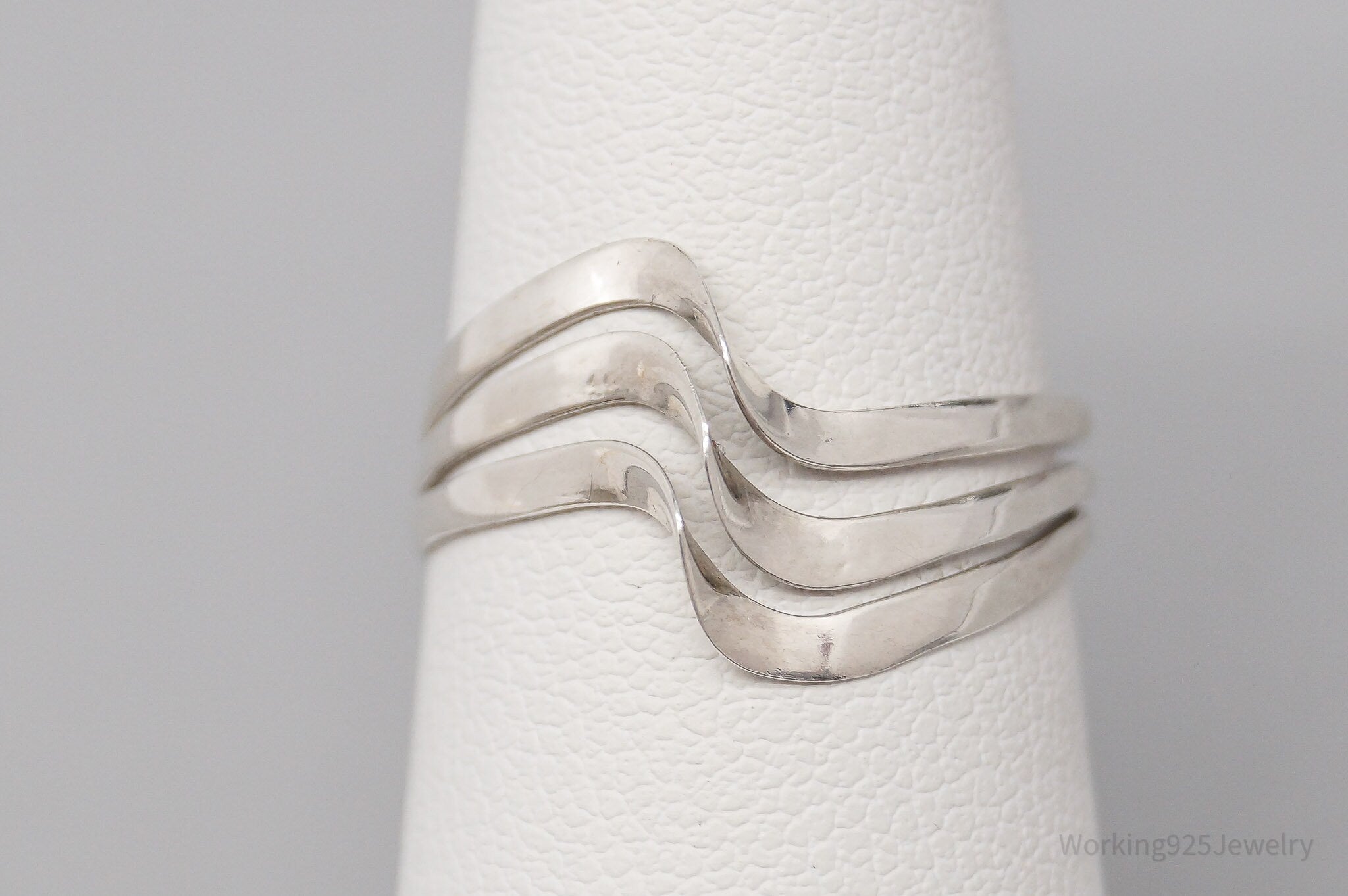 Vintage Mexico Modernist Waves Sterling Silver Ring - Size 6.75